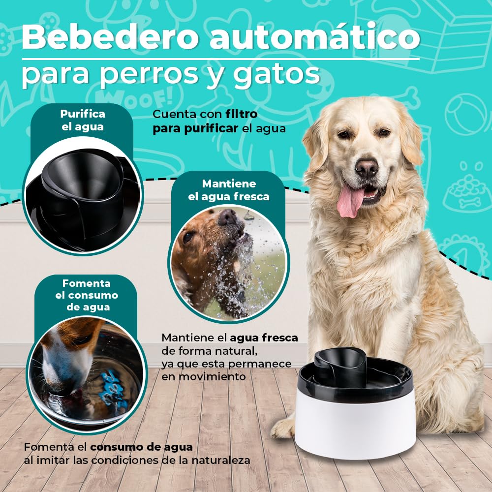 Fancy Pets Bebedero de Agua Tipo Fuente Automático para Perros y Gatos con Capacidad de 2 litros
