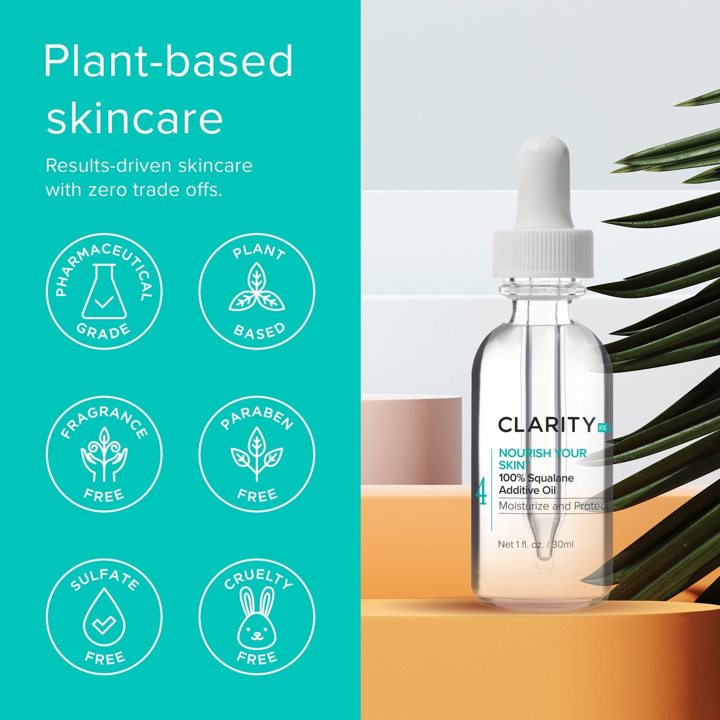 ClarityRx Nourish Your Skin 100% Squalane Additive Oil, 1 fl. oz. (packaging may vary)