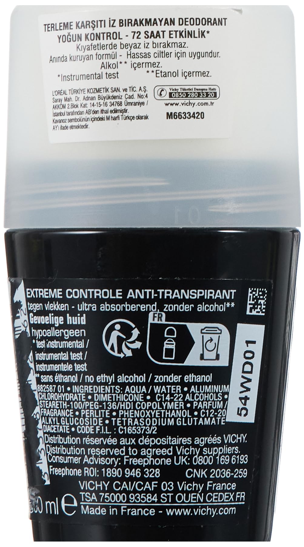 Desodorante Anti-transpirante Intensivo Roll-On 72H Vichy Homme 50ml