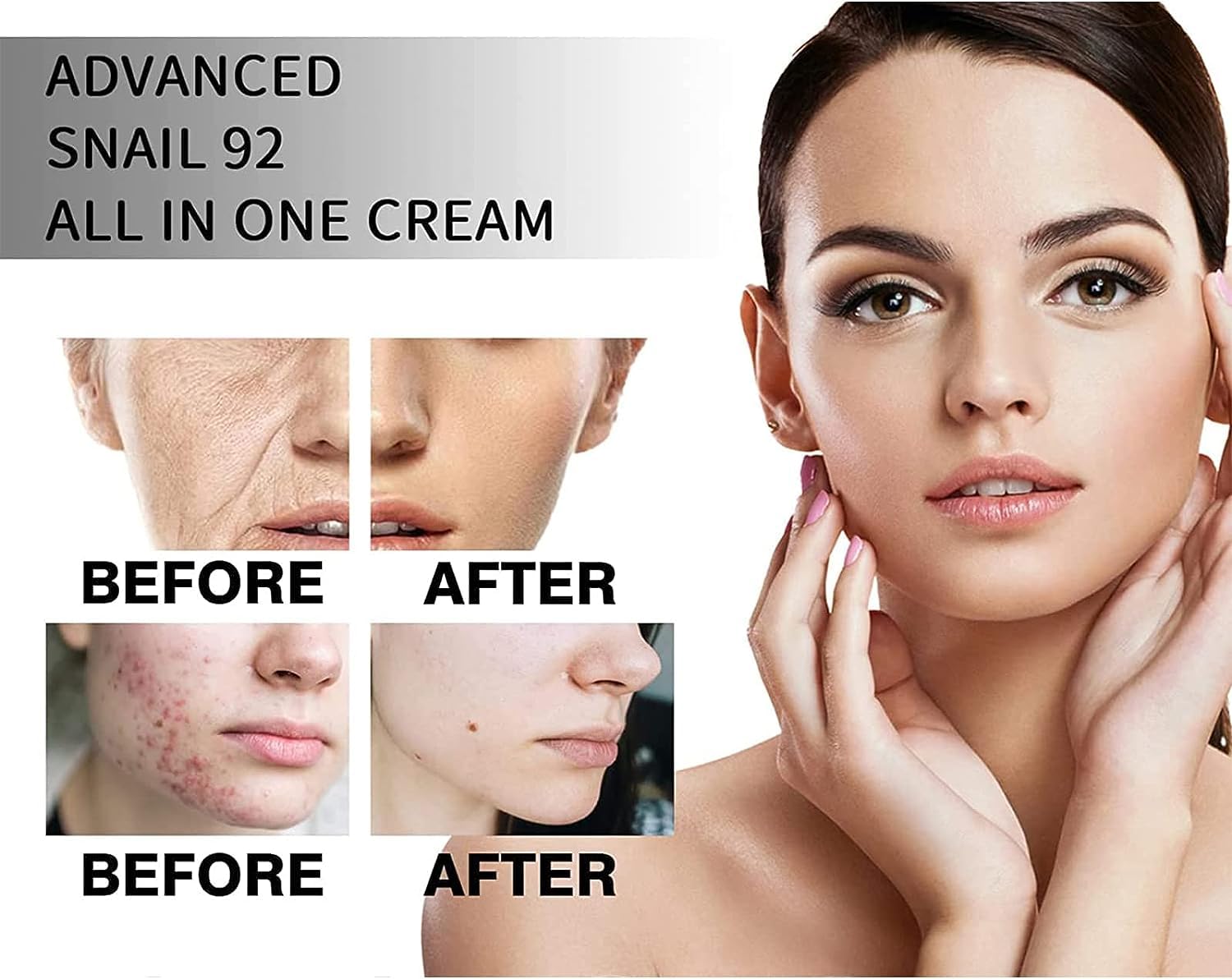 Fórmula Avanzada de Crema Hidratante de Mucina de Caracol para Mujeres - Hidratante Facial Diario 100g (2 Frascos)