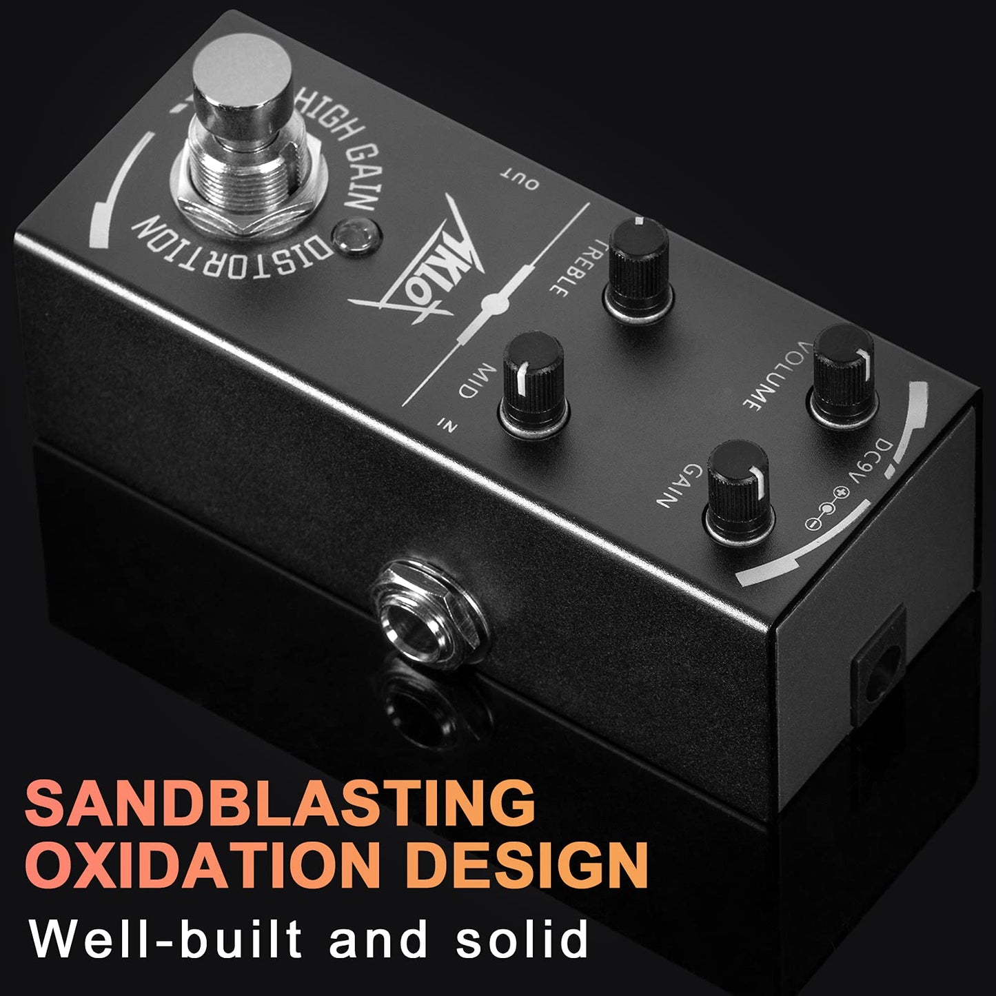 AKLOT Pedal de guitarra de distorsión de alta ganancia, mini pedales de efectos eléctricos tipo único DC 9V True Bypass