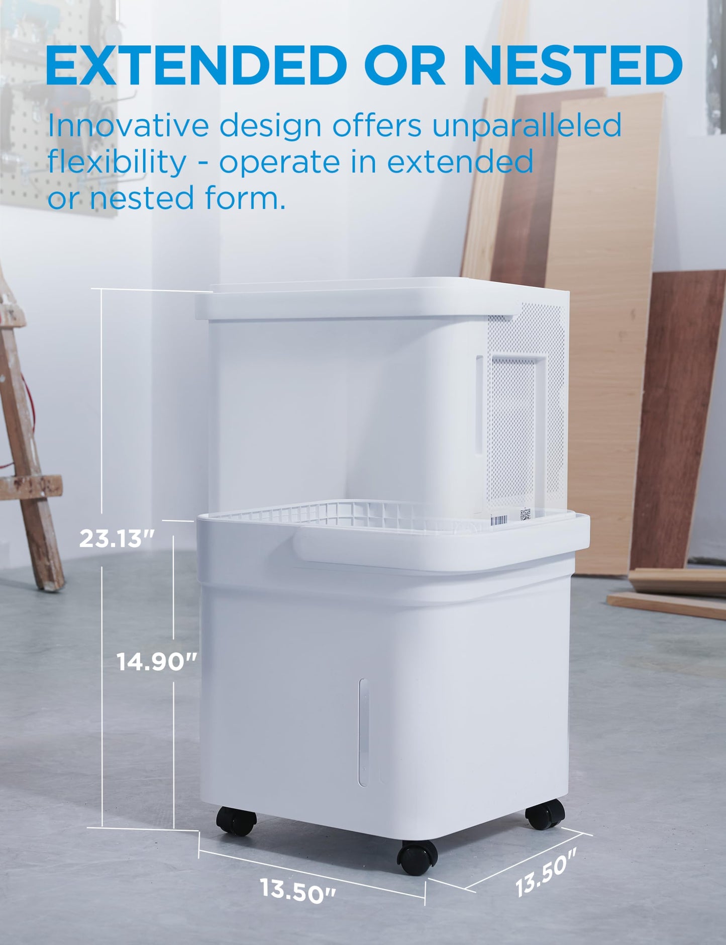 Deshumidificador Midea Cube Blanco con Control Inteligente y Manguera de Drenaje para Sótano y Habitaciones Hasta 1.500 Pies Cuadrados ENERGY STAR Eficiente 2023