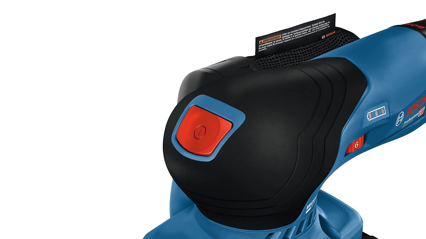 BOSCH GSS12V-40N Lijadora de acabado orbital sin escobillas de 12 V Max con bolsa para polvo, 1/4 y 1/3 hoja (herramienta desnuda)