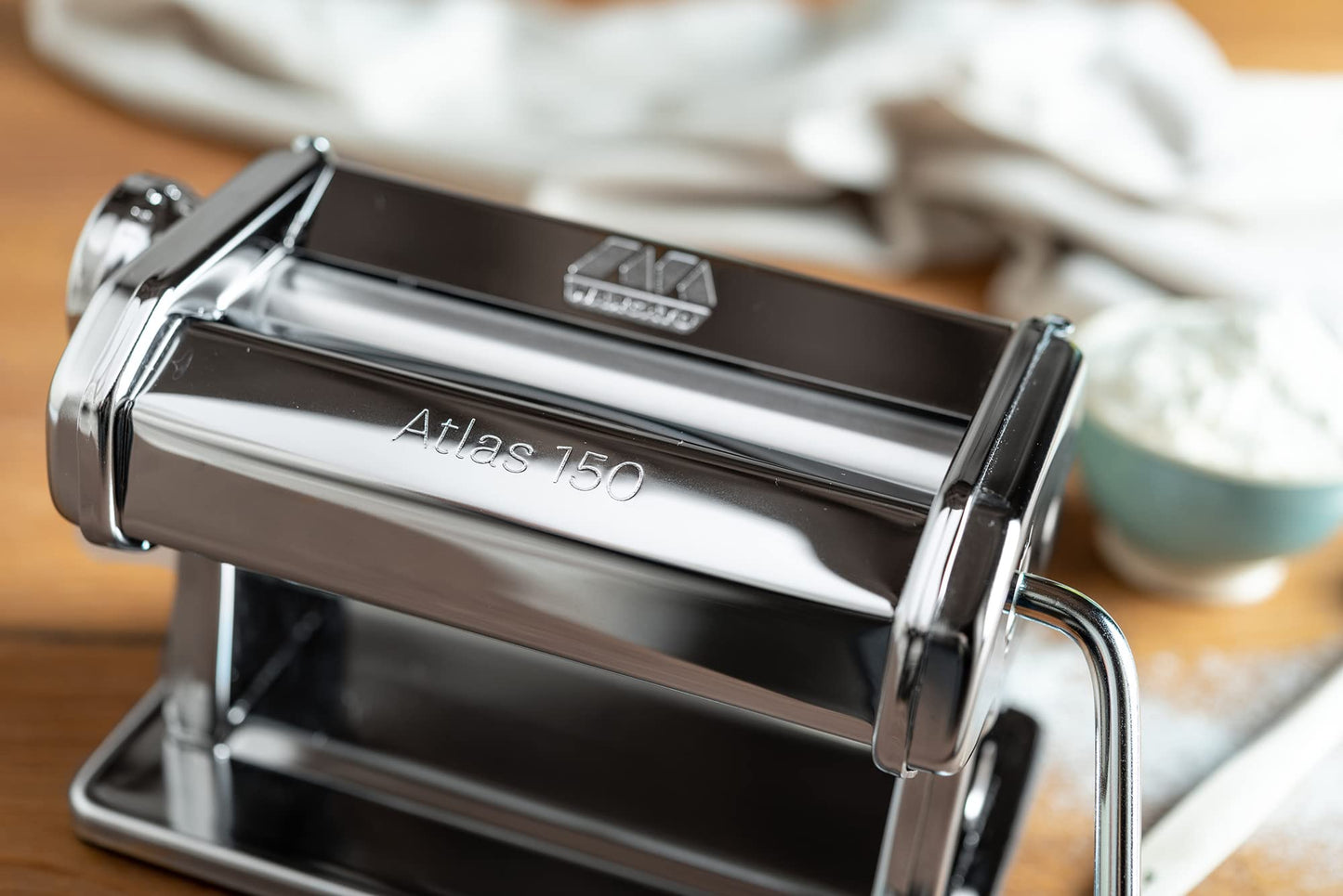 Marcato 8340 Atlas - Rodillo de pasta para pasta, fabricado en Italia, incluye rodillo de 150 milímetros con manivela e instrucciones (idioma español no garantizado)