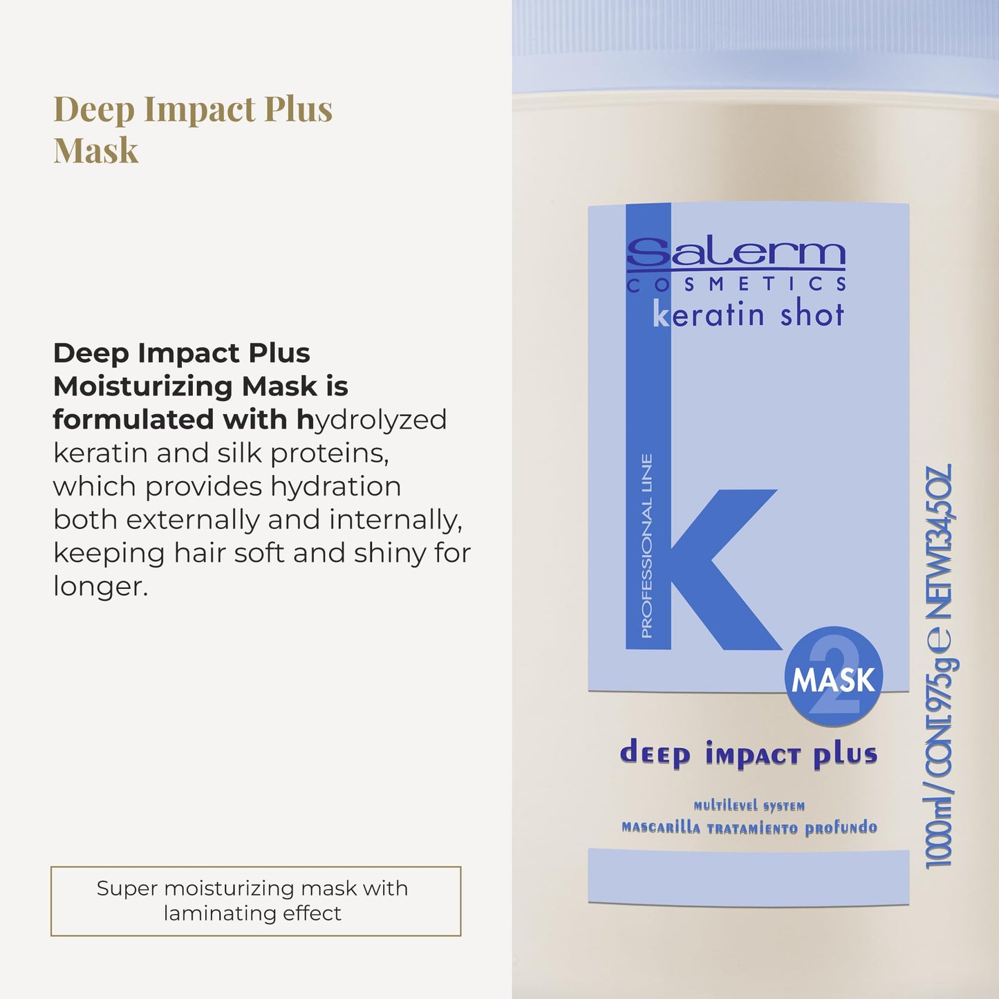 Mascarilla Capilar Salerm Keratin Shot Impacto Profundo Plus 1000ml