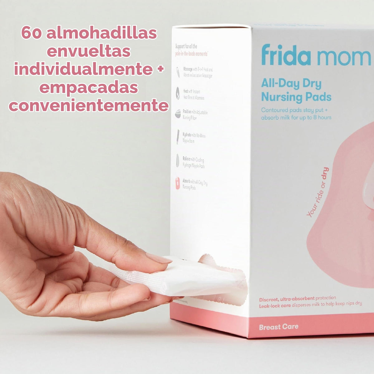 Frida Mom - almohadillas para orejas de lactancia desechables con ultra absorción y textura suave, esenciales para lactancia, 60 unidades