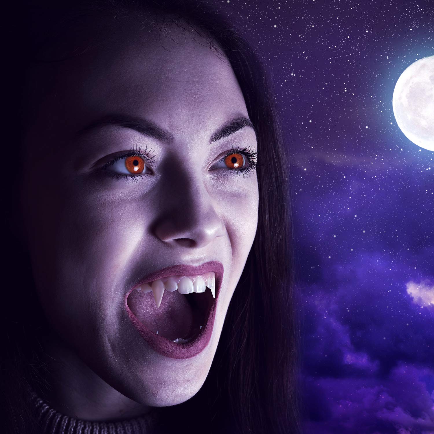 Dientes de Vampiro Disfraz 12 Pares en Blanco con Colmillos Falsos para Fiesta de Halloween