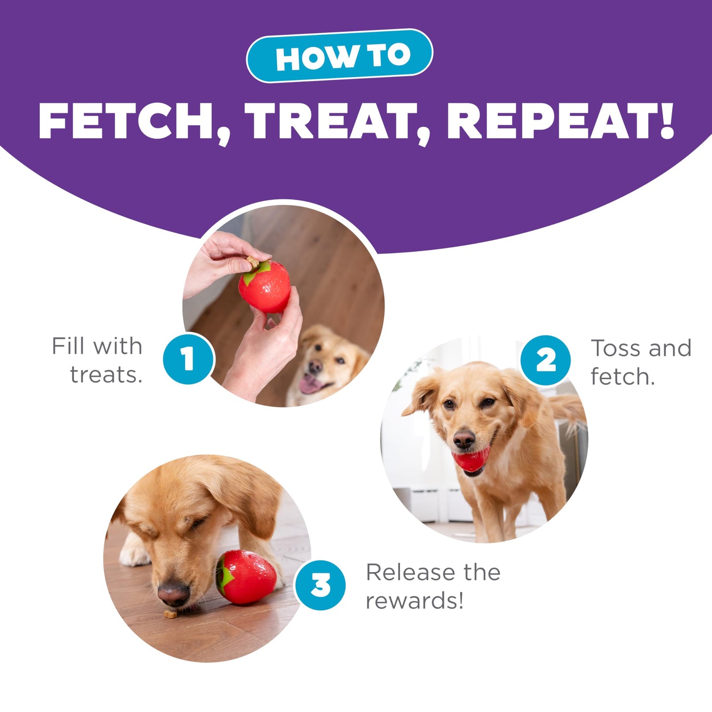 Planet Dog Orbee Tuff Strawberry, Durable Dog Chew-Play Toy with Treat Spot, 100% Guaranteed, Made in The USA, 3-Inch, Red