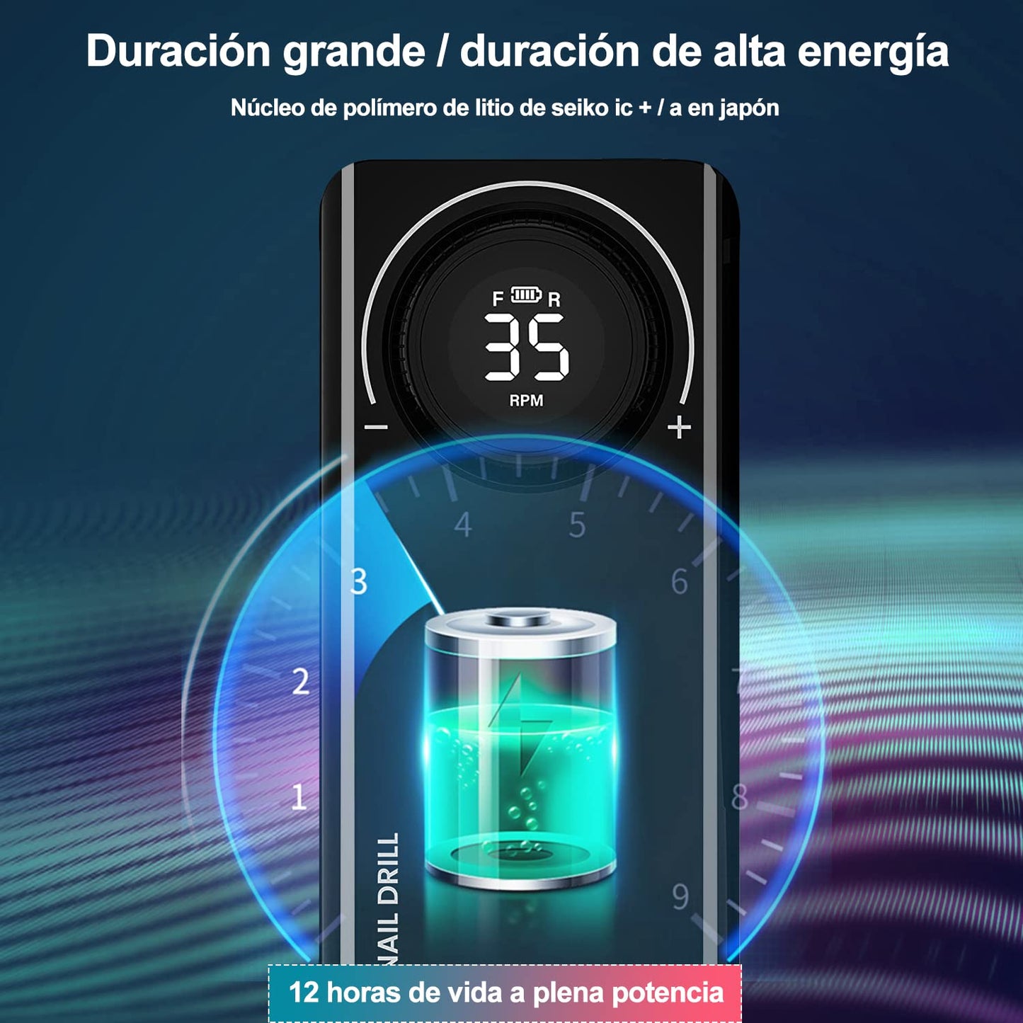 Pulidor de Uñas Eléctrico 35000 rpm | Kit Profesional con 6 Accesorios