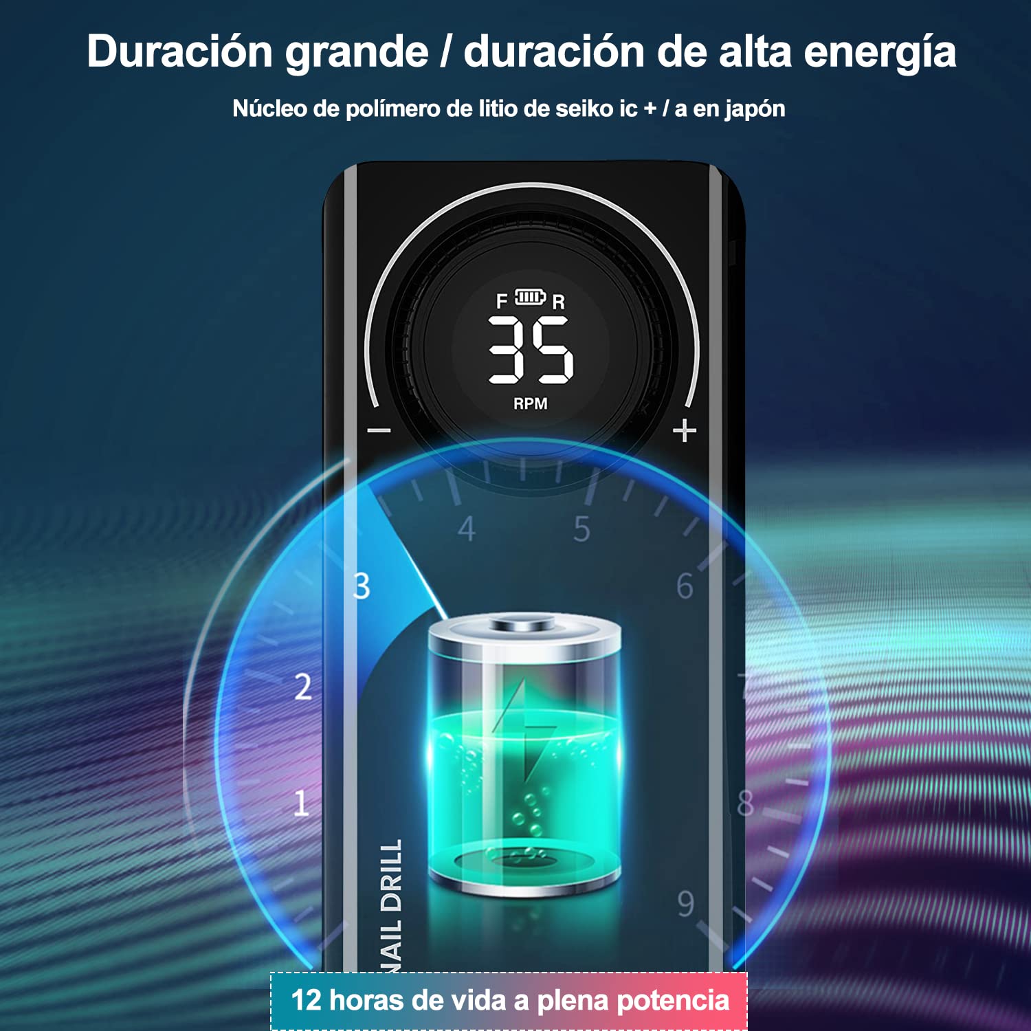 Pulidor de Uñas Eléctrico 35000 rpm | Kit Profesional con 6 Accesorios
