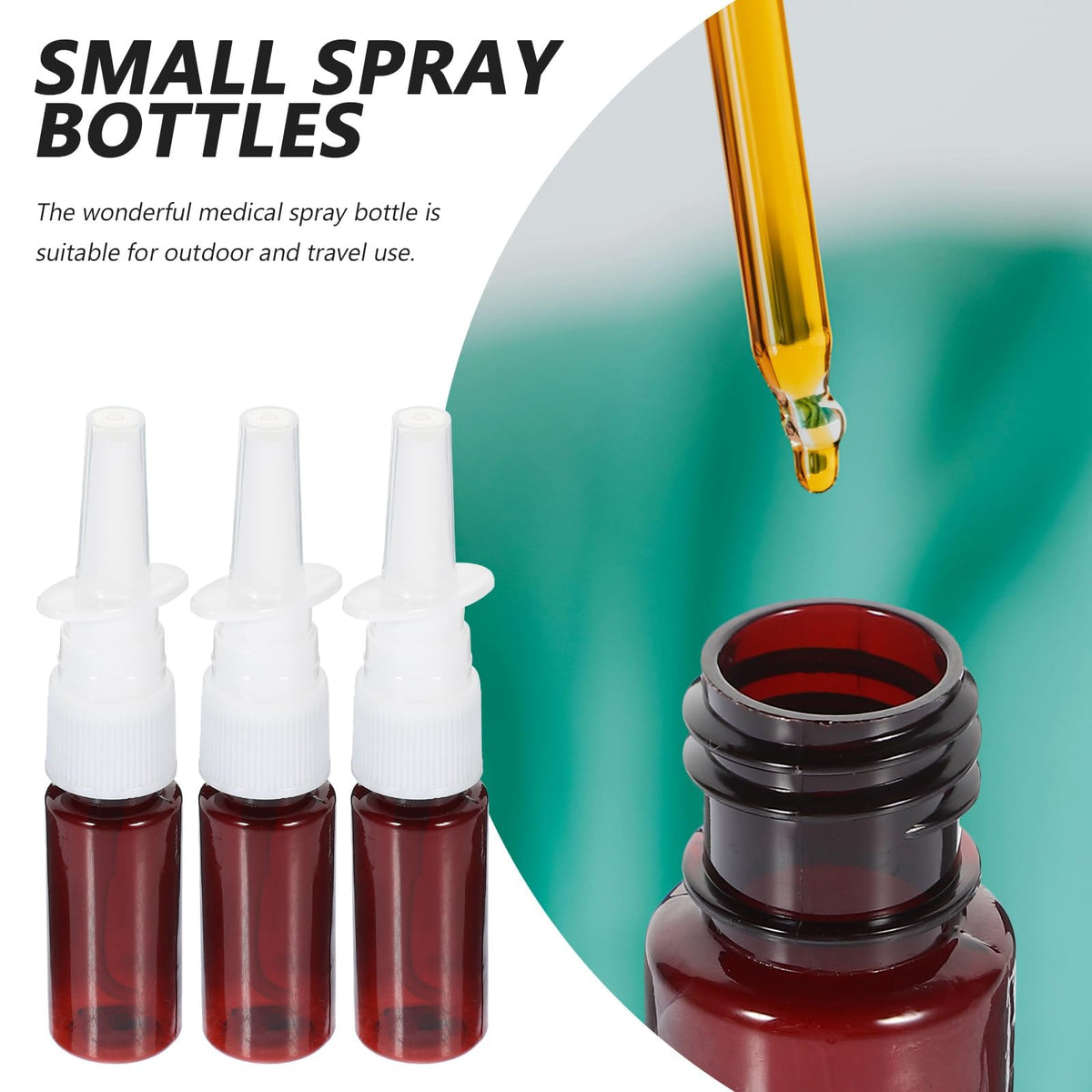 Artibest - 10 botellas vacías nasales de cristal ámbar, pulverizadores de niebla finos, recipientes recargables para aceites esenciales, aromaterapia, perfume de 15 ml