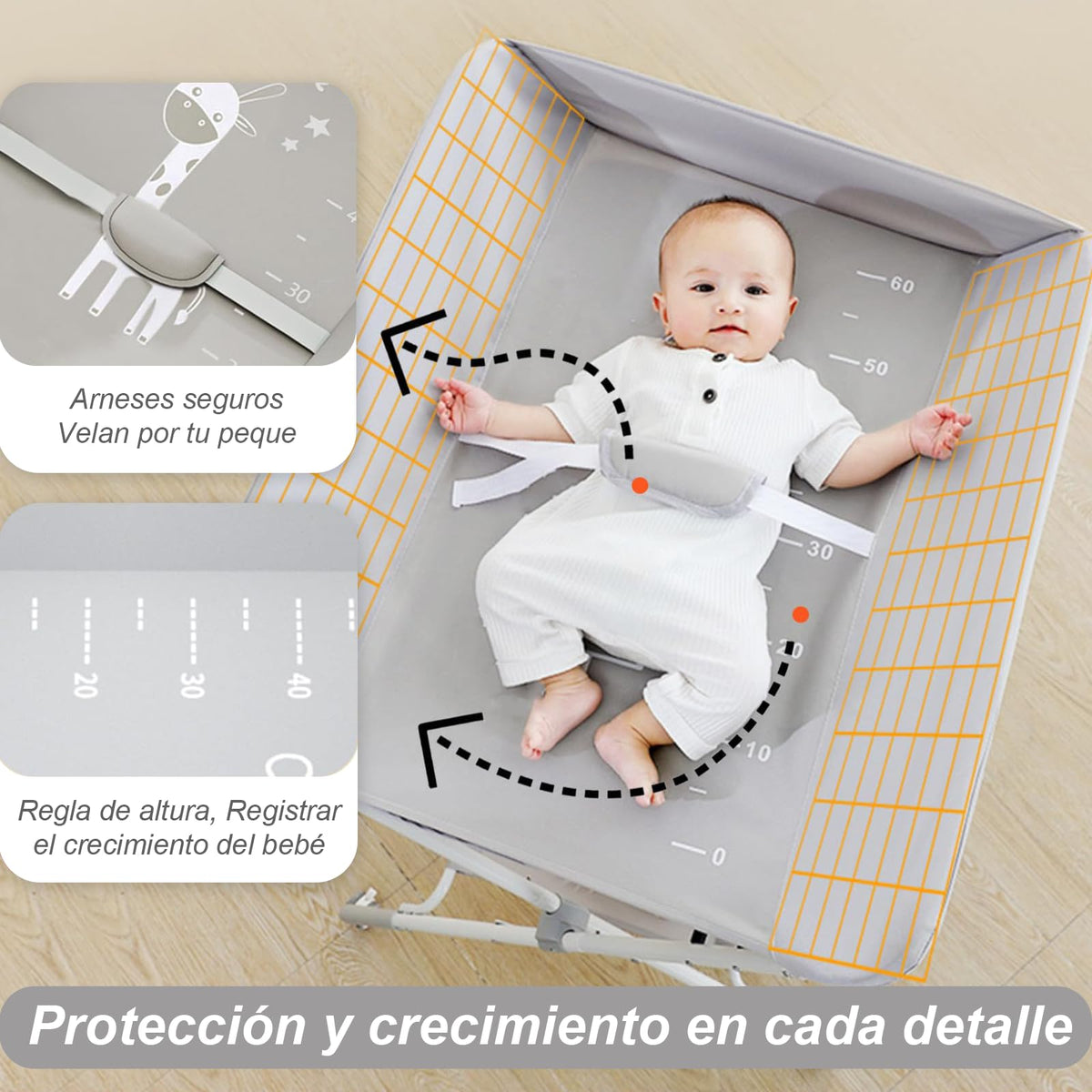 HTERETTW Mueble Cambiador para Bebe Impermeable Portátil, Plegable Cambiador de Pañal para Bebe Con 5 niveles de ajuste de altura con Almacenamiento XXL, Portajuguetes Integrado, Ruedas Silenciosas.