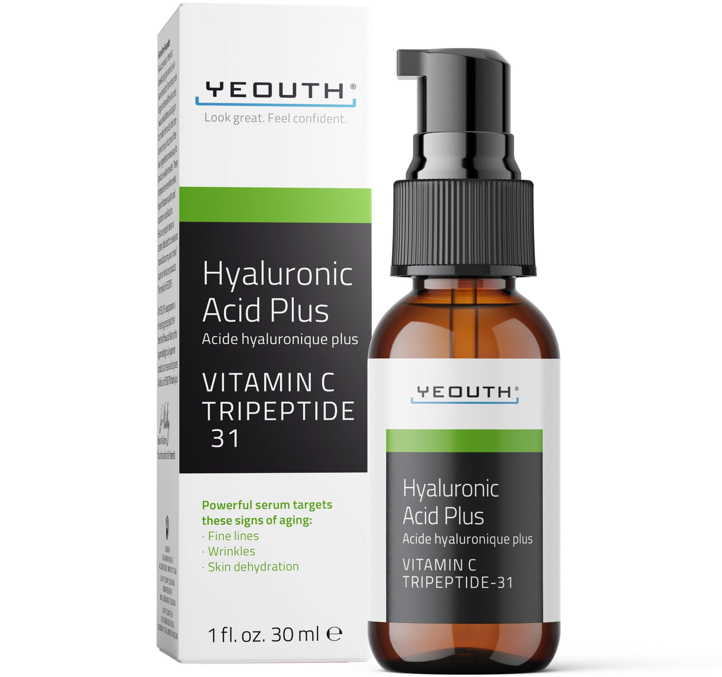 YEOUTH Serum Acido Hialuronico con Serum Vitamina C y Tripeptides, Ácido Hialurónico Cara para Hombres y Mujeres, Serum Facial para Arrugas, Puede Usar se con Retinol 30ml