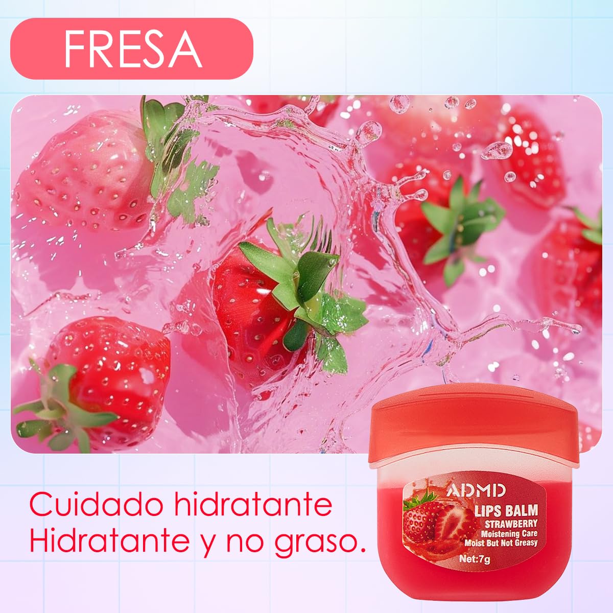 GIVOOBE Labial Hidratante, 8PCS Bálsamo Labial Selección Natural, with Vitamin E and Coconut Oil, Ideal para Labios Secos y Agrietados
