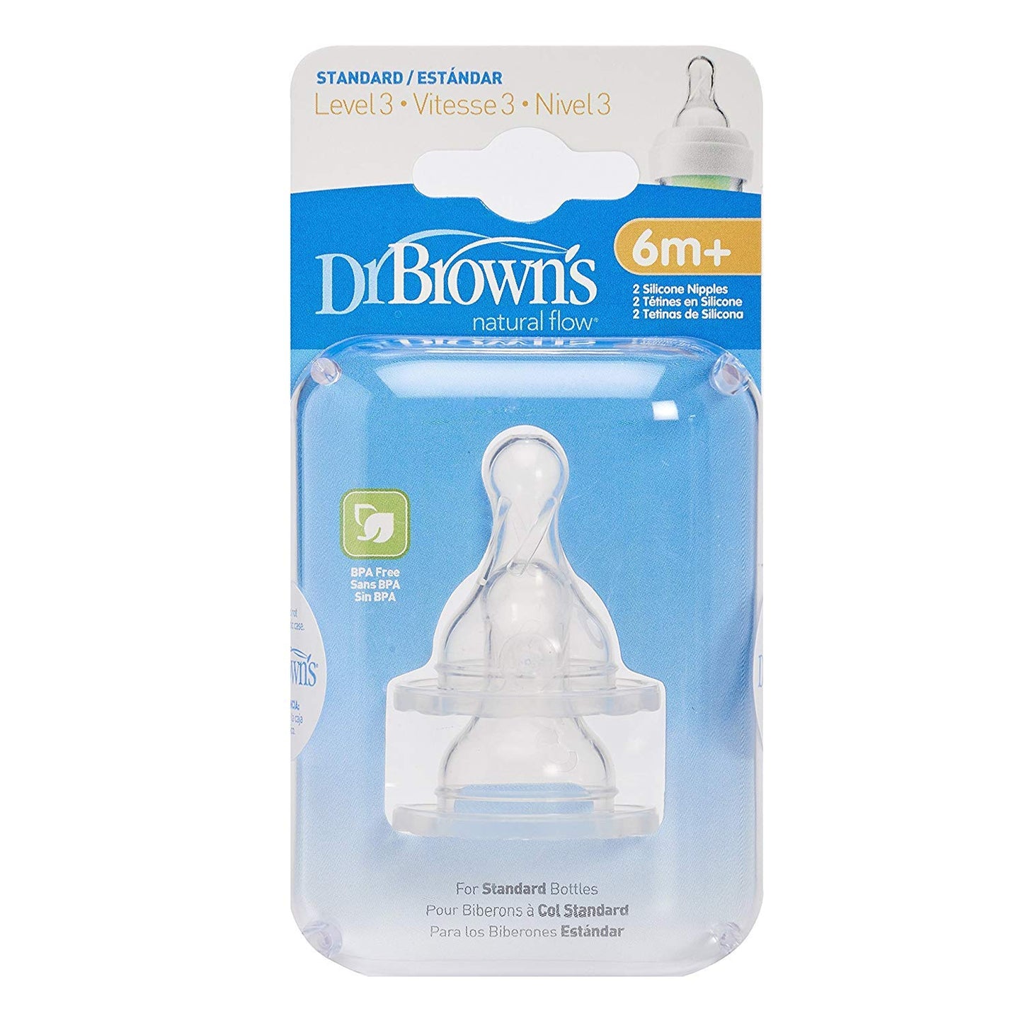 Pezón de Flujo Natural Nivel 3 Estándar Paquete de 8 Dr. Brown's