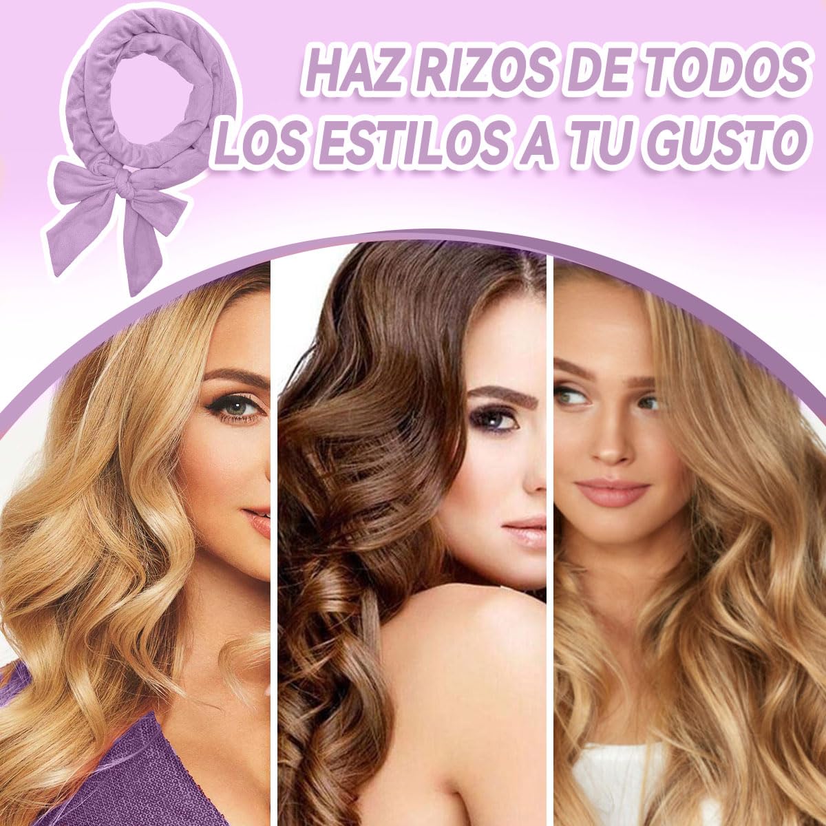 ZIMRAHYG Rizos Sin Calor, Rizadores de Cabello Sin Calor 8 Piezas, Kit de Ondas Sin Calor Con Pinzas para el Cabello y Coletero, Rizador Natural de Onda Suave Sin Daños en el Que Puedes Dormir
