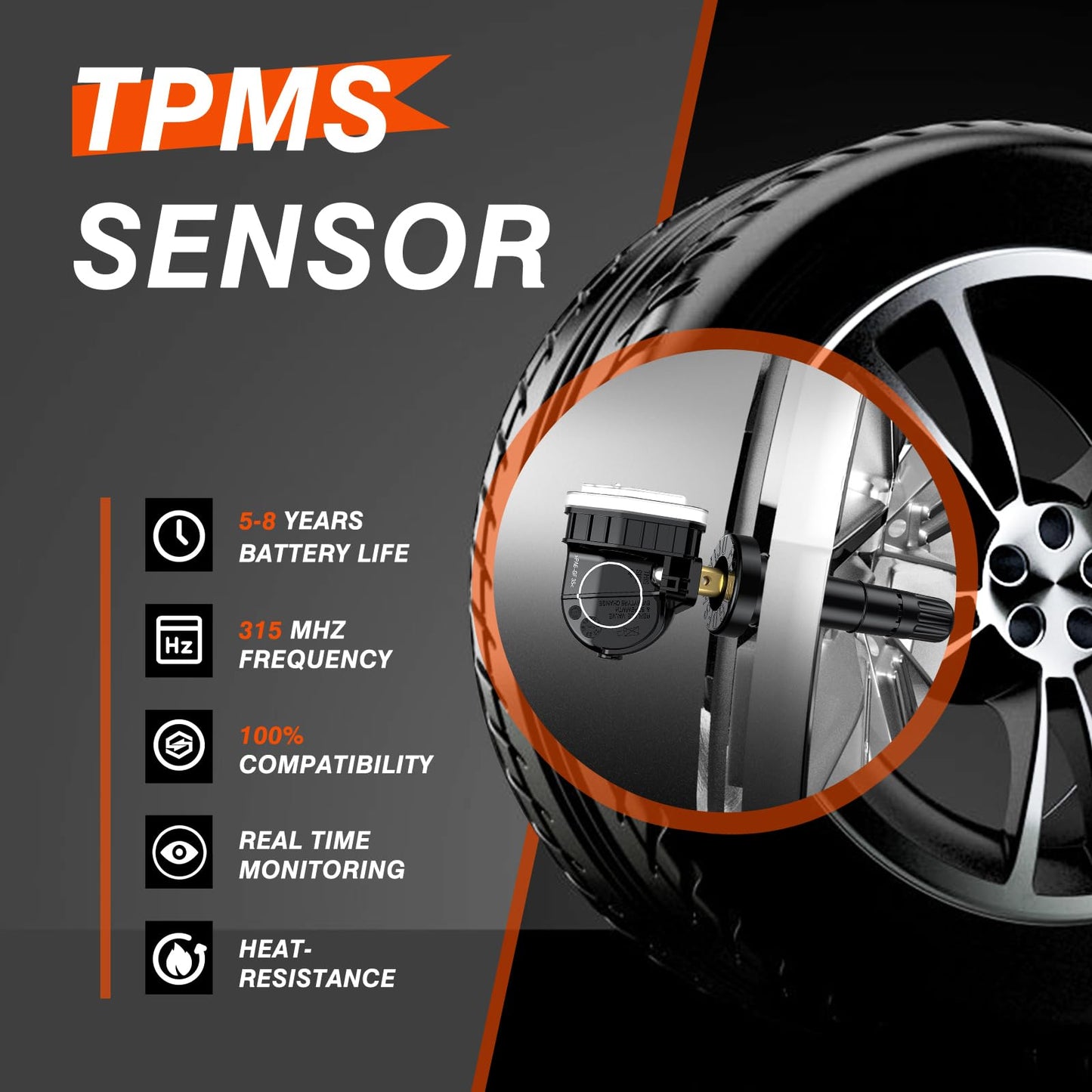 ISINFLASH Sensor TPMS, sensor de presión de neumáticos de 315 MHz, apto para Ford F150 Ecosport, Mustang Escape Explorer Fiesta Ranger para Lincoln MKX MKZ MKS MKT F2GT1A180AB F2GT1A150AB 4 piezas