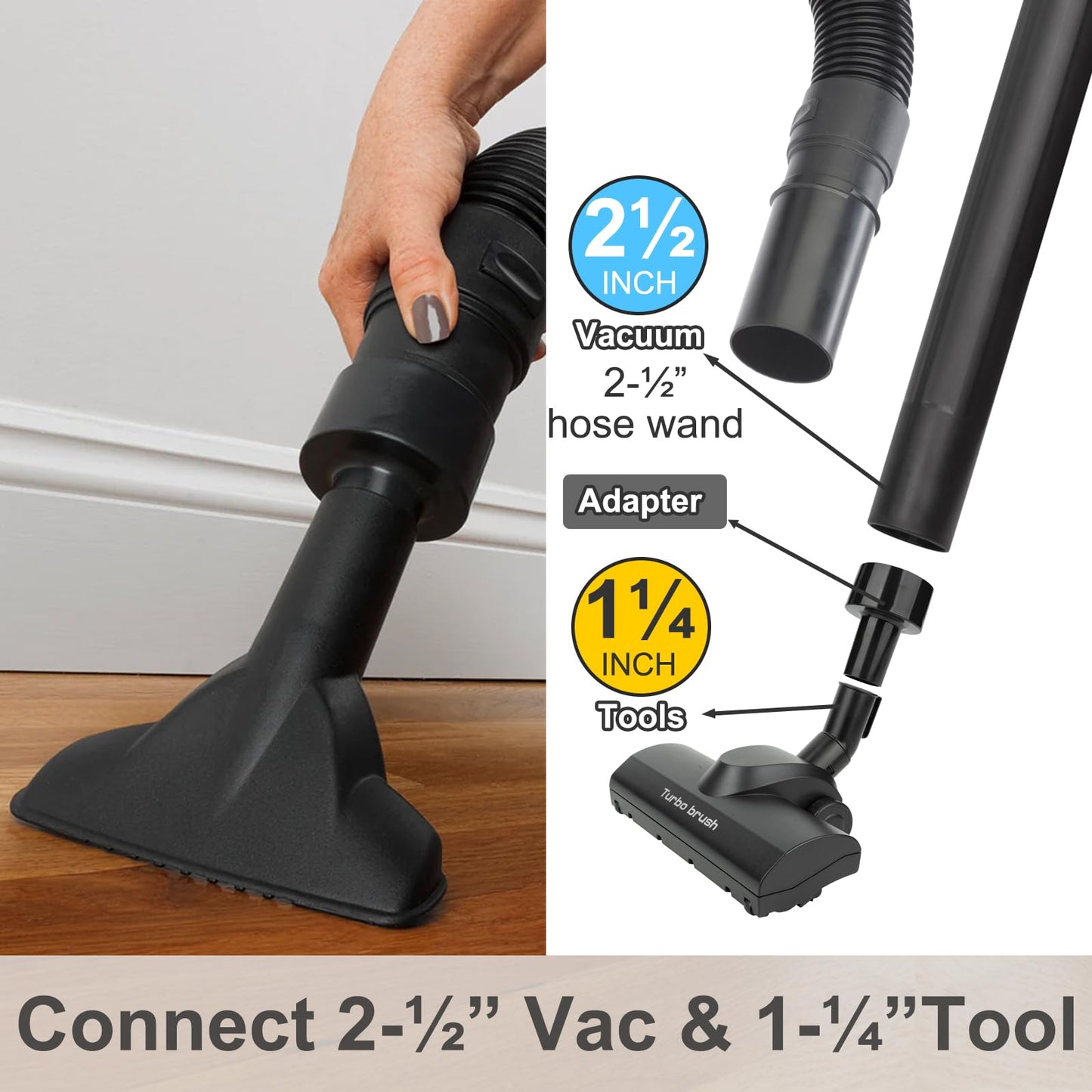 Adaptadores de Manguera Shop Vac Negro 2-1/2 Pulgadas a 1-1/4 Pulgadas Paquete de 2