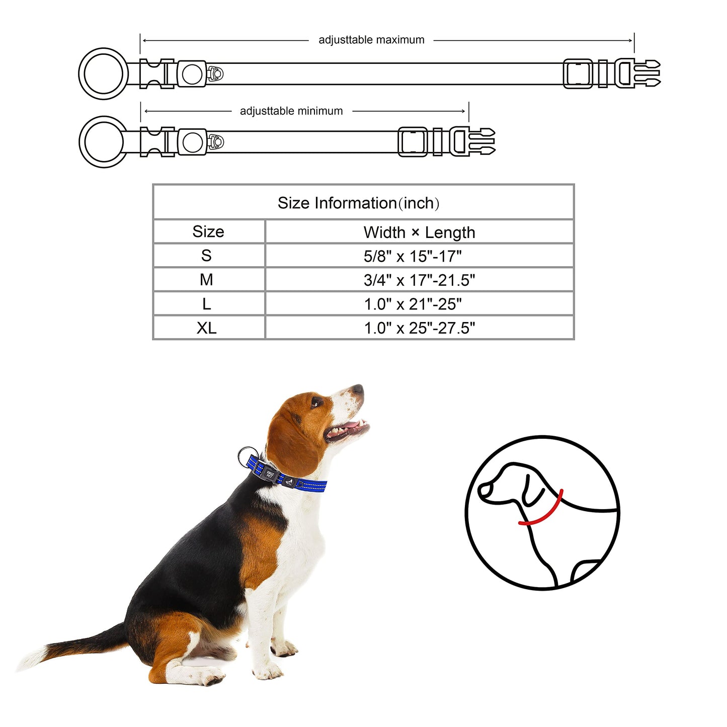 KRUZ PET KZV006-05M - Collar Reflectante para Perros pequeños, medianos y Grandes, 100% Nailon, Ajustable, Junta tórica Resistente, Acolchado de Neopreno Suave y cómodo, Color Gris, Talla M