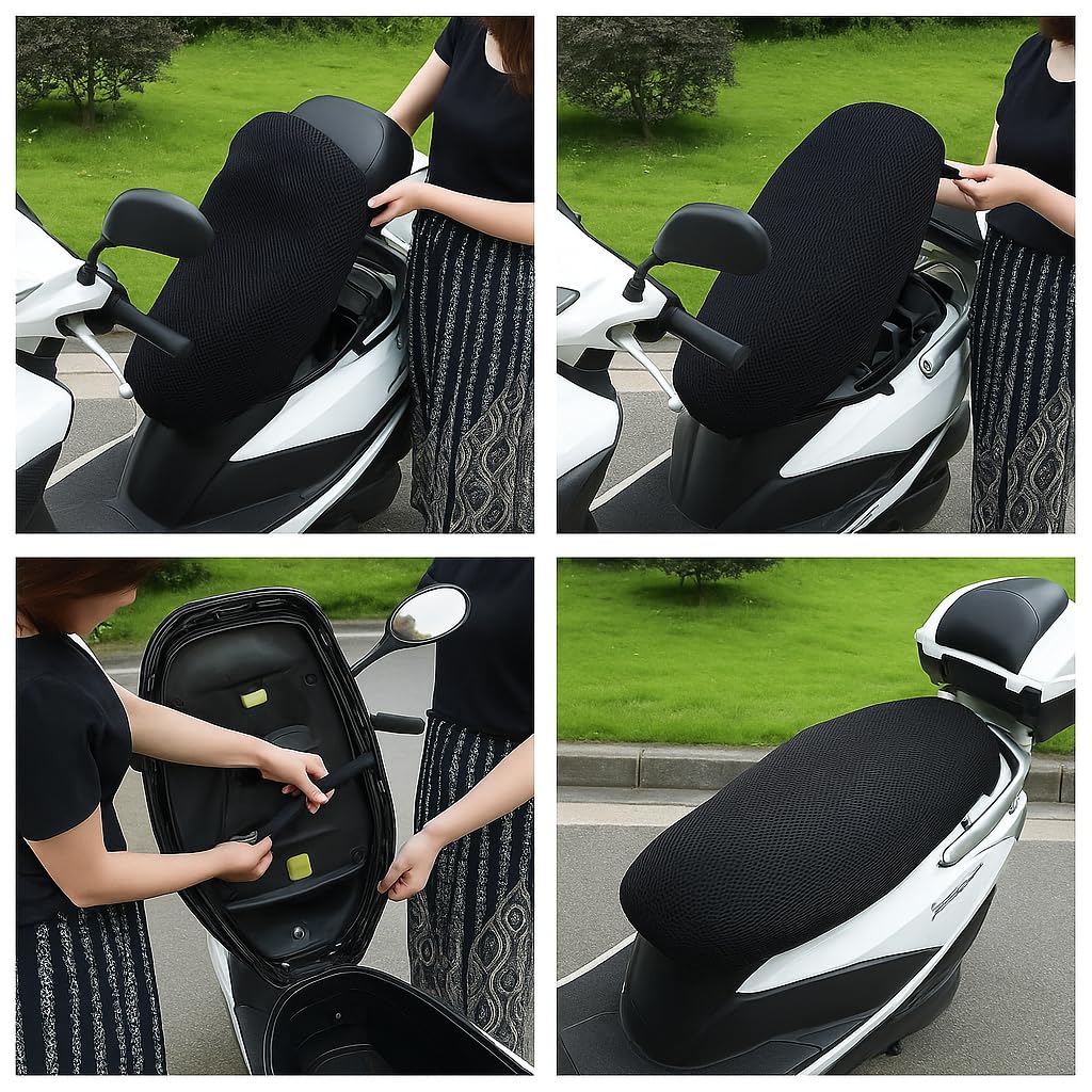 G&G MERCADO DE MOTOPARTES Funda Mesh Cubre Asiento Malla para Moto Termica Universal L