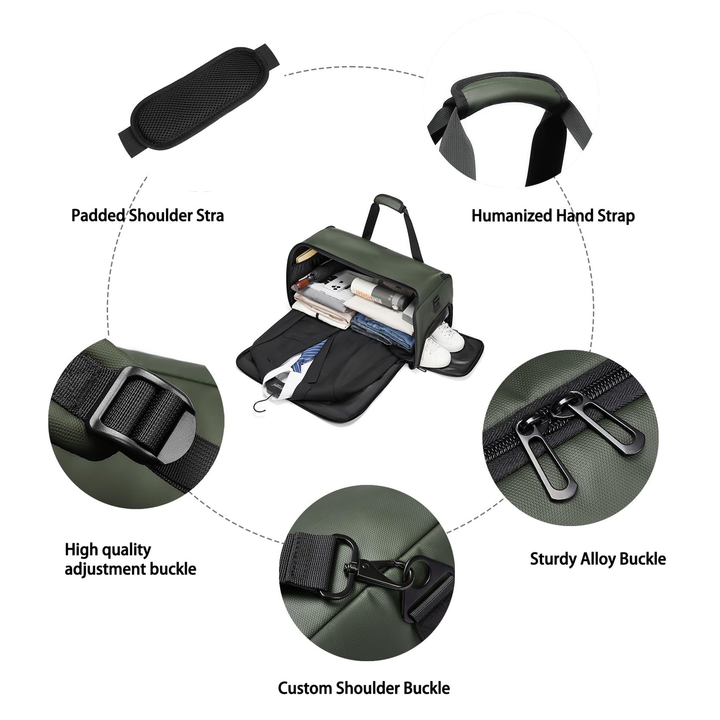 Bolsas de ropa para viajes, bolsas de traje para hombres, viajes, bolsa de ropa con compartimento para zapatos, bolsa de ropa convertible 2 en 1 impermeable con correa para el hombro,Moda y negocios