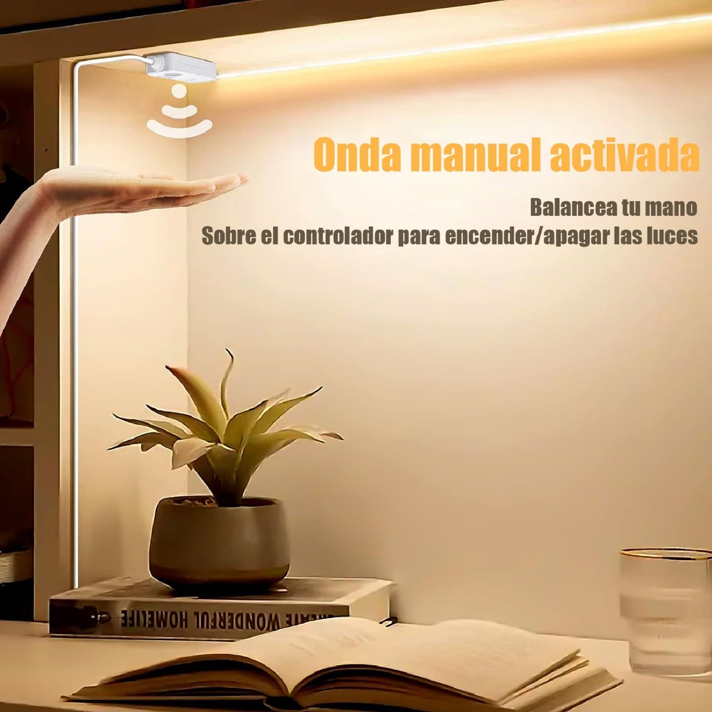 BAGOTT Tira de Luces Led, 3M Luz Led Regulable con Sensor de Movimiento, 180 LED, 3500K Brillo Ajustable para Cocina, Recámara, Sala de Estar, Dormitorio (Blanco Calido)