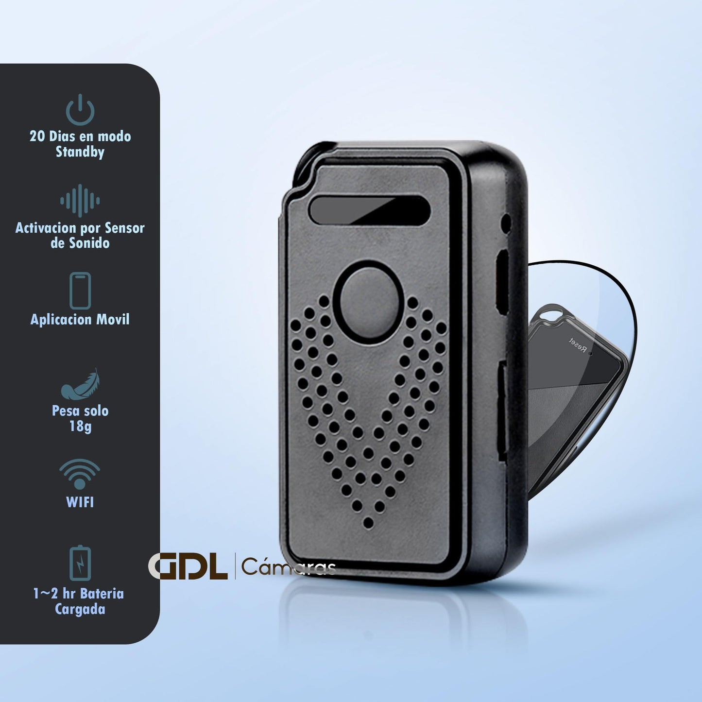 Micrófono Espía Oculto Tecno-10 Innovación WiFi Portable Grabadora de Voz con Audio en Vivo y Modo Espera de 20 Días