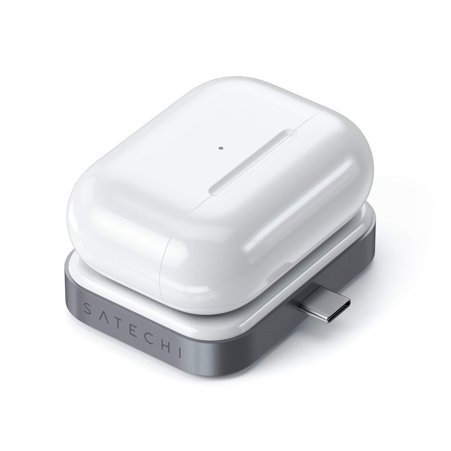 Dock de Carga Inalámbrica USB-C SATECHI Plata Compatible con Apple AirPods Pro y AirPods 3/2/1