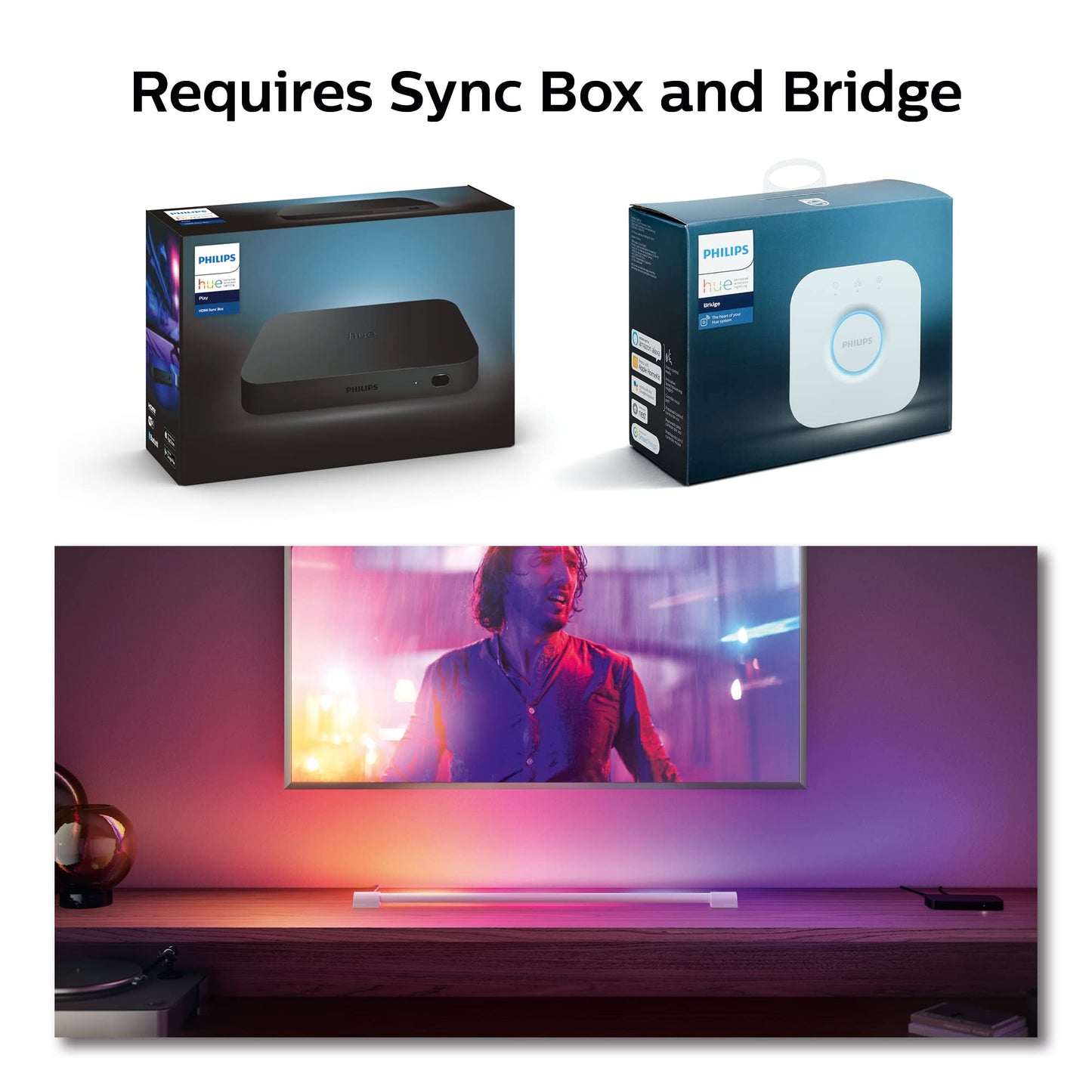 Tubo de Luz Philips Hue Blanco Iluminación Envolvente Compacta Requiere Hue Hub y Caja de Sincronización