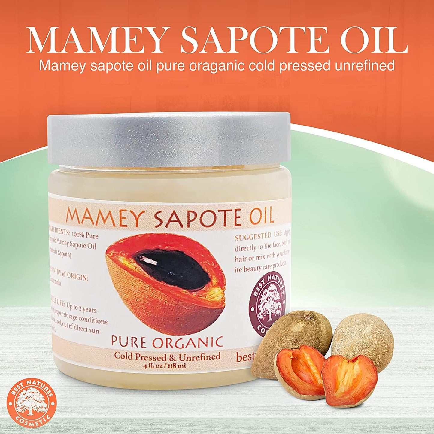 Mamey Sapote Oil Pure Organic Cold Pressed Unrefined 4 fl oz / 118 ml