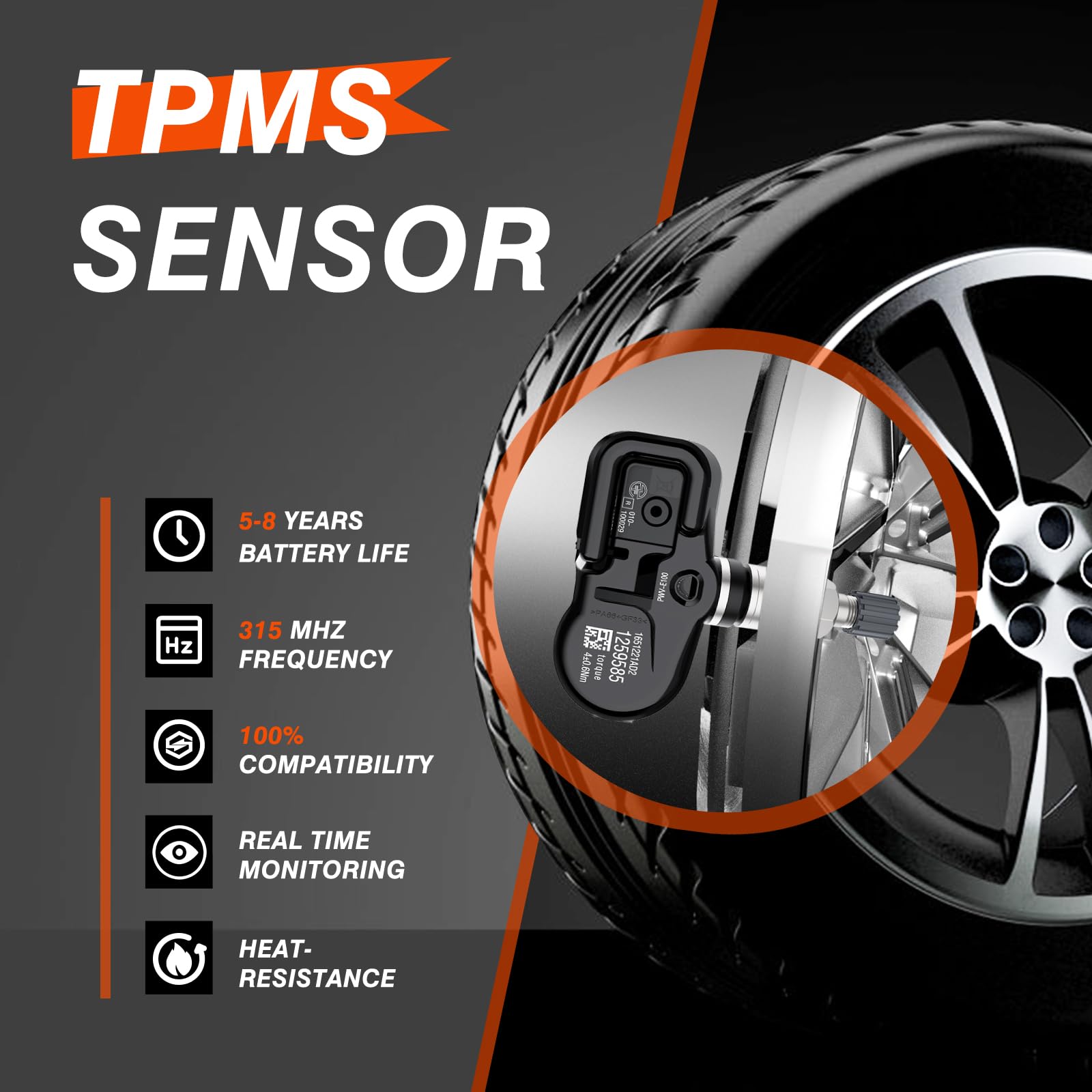 Sensor TPMS para Monitoreo de Presión de Neumáticos para Toyota y Lexus 315MHz 4 Piezas