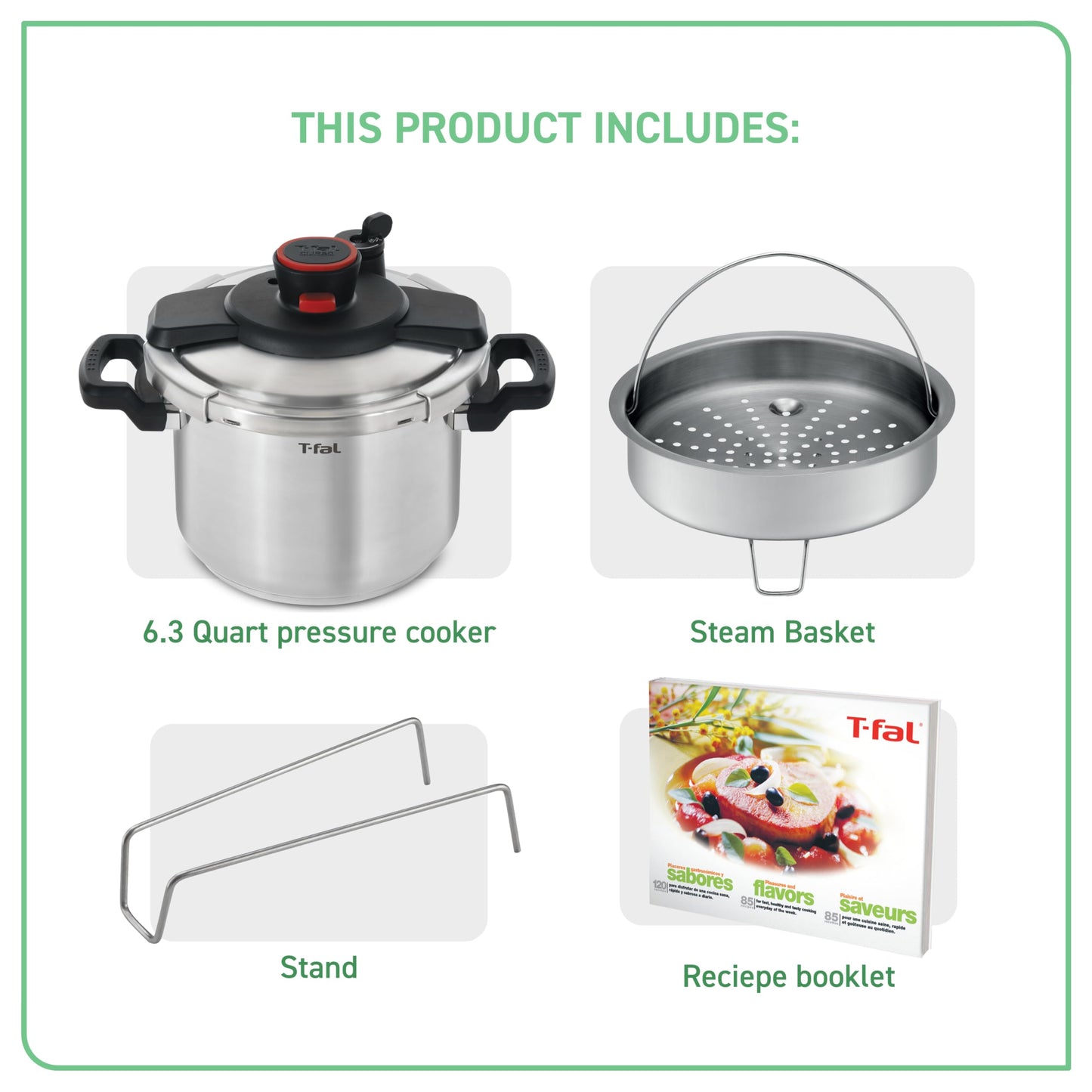 Utensilios de Cocina a Presión T-fal Plateados Clipso P45007 de Acero Inoxidable