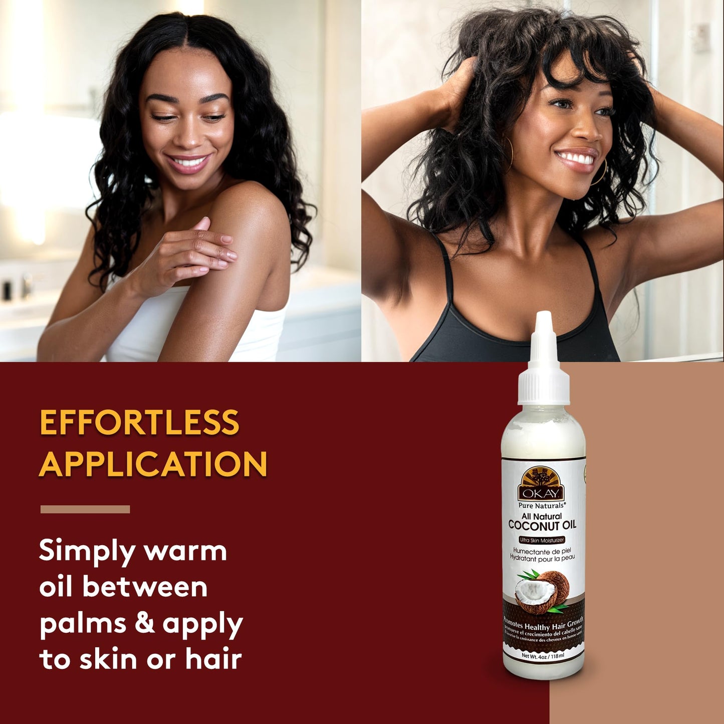 Okay 100% Pure Coconut Oil for Hair & Skin, 4 oz