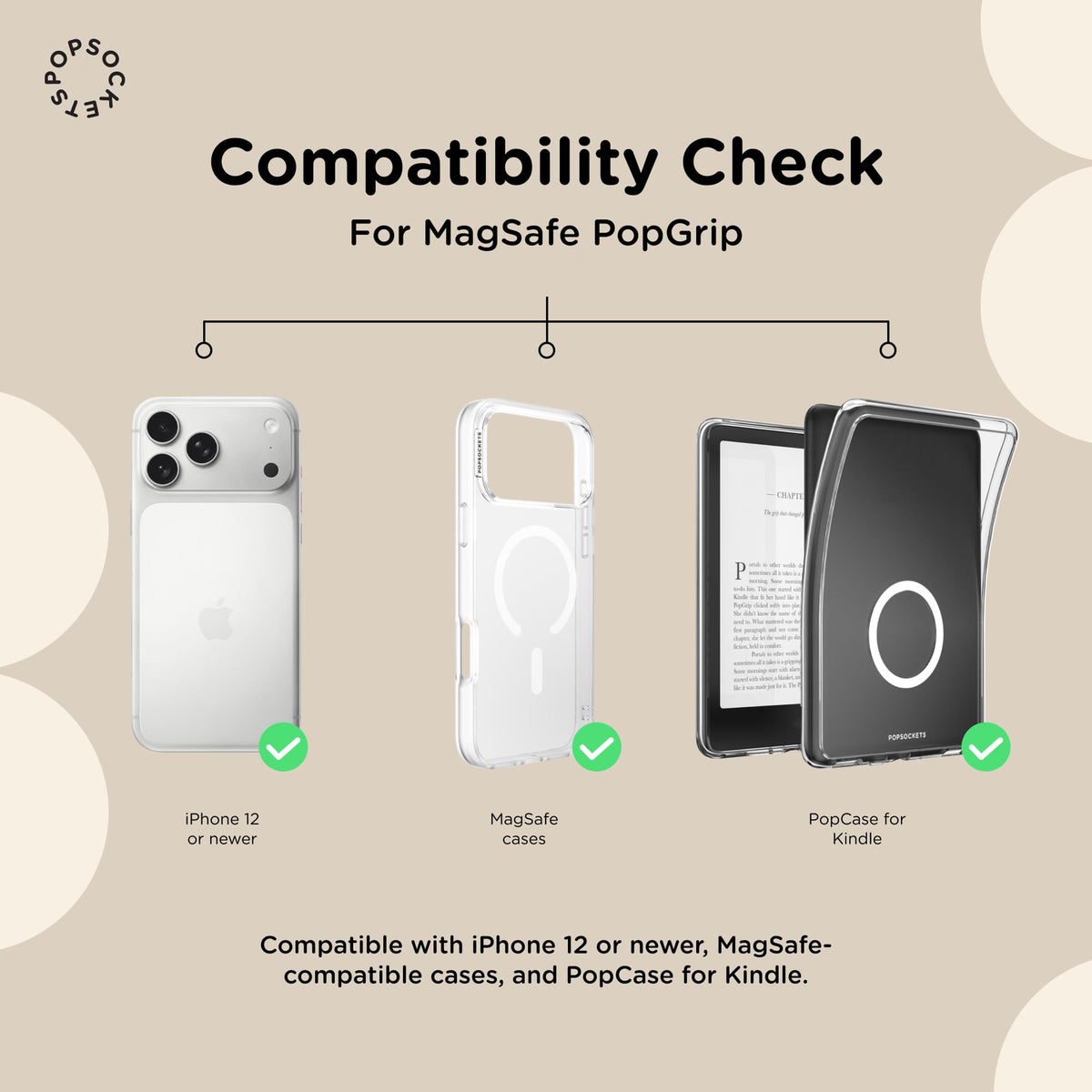 Empuñadura para Teléfono PopSockets Rosa con Soporte Magnético y Parte Superior Intercambiable para iPhone MagSafe