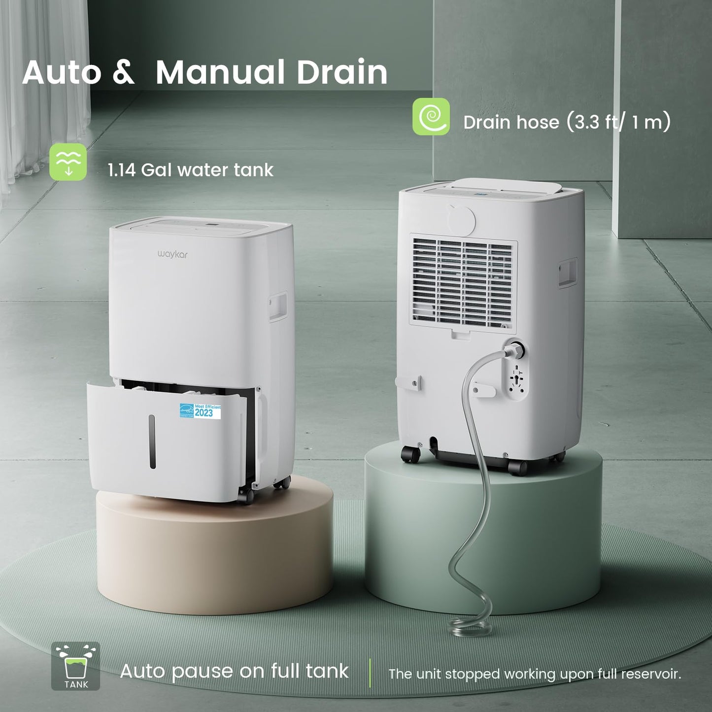 Deshumidificador Waykar Blanco 80 Pints Energy Star para Grandes Espacios y Hogares