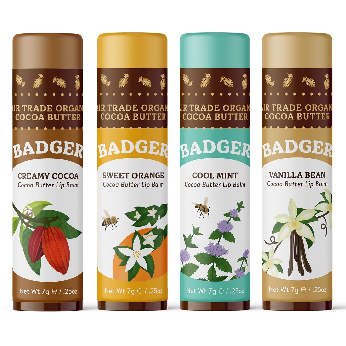 Fair Trade Cocoa Butter Lip Balm Four Pack
