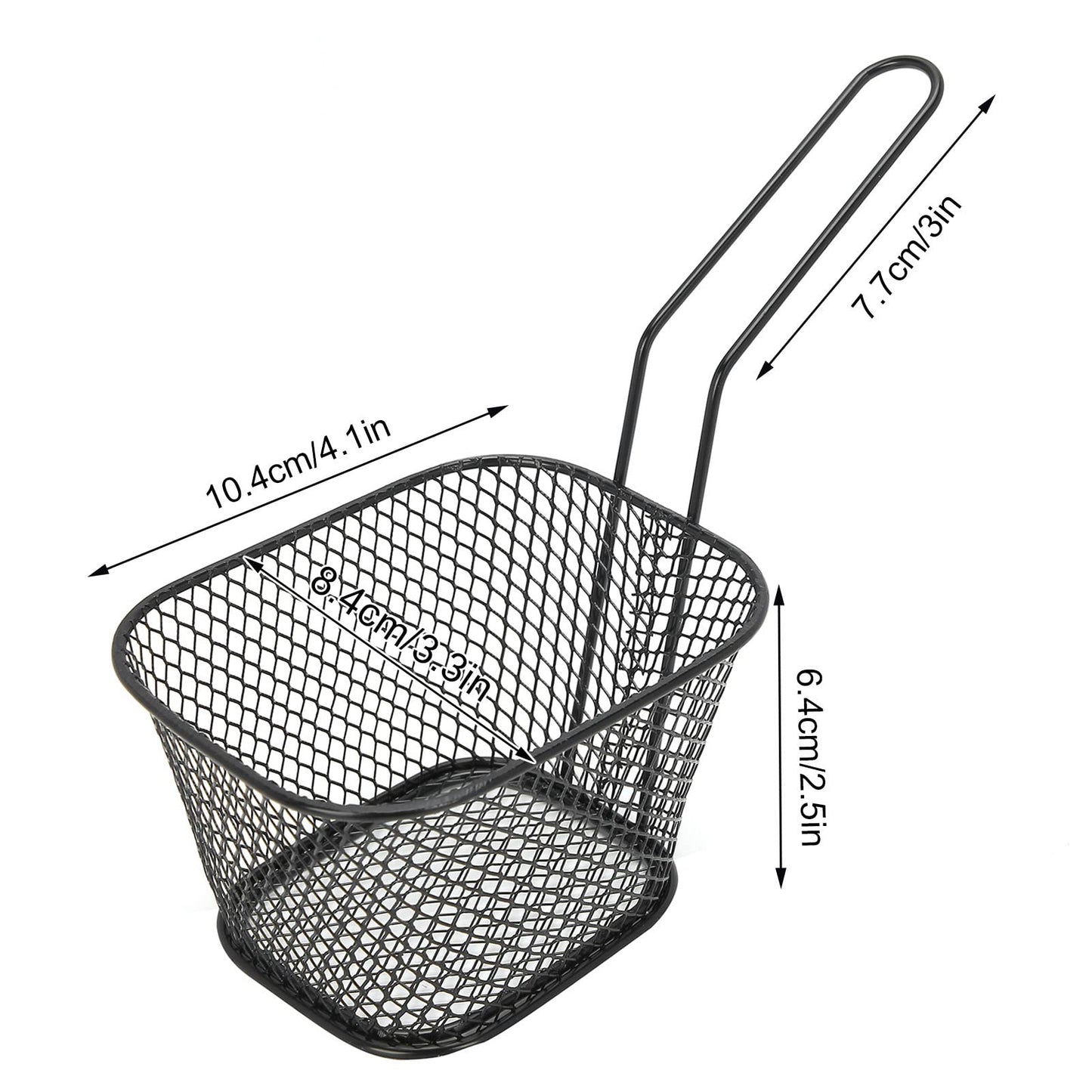 Cesta de Papas Fritas Cestas de Papas Fritas 4 Piezas Cesta de Red para Freír de Acero Inoxidable Colador de Cocina para Papas Fritas Comida Herramienta de Cocina(Negro)