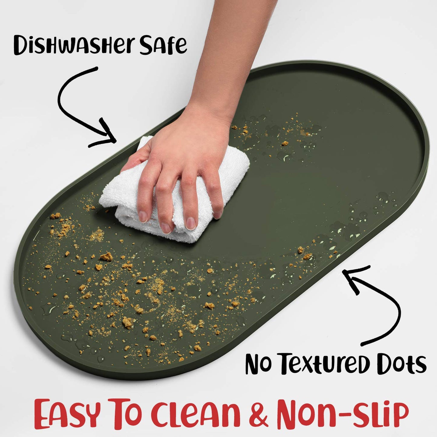 Alfombrilla para Comida DogBuddy Verde Caqui Antideslizante Impermeable para Perro Pequeño