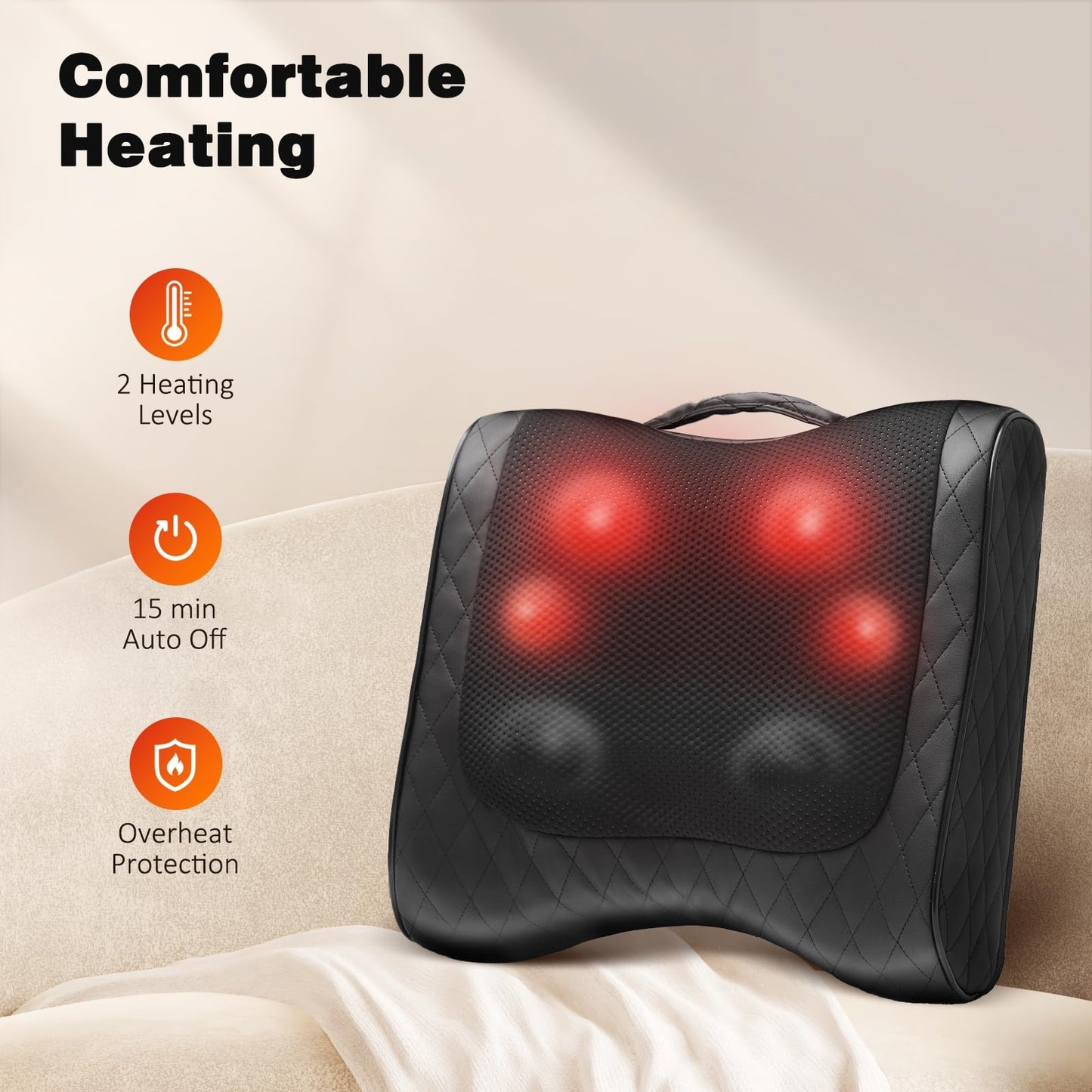 Boriwat - Almohada de masaje de espalda, masajeador eléctrico Shiatsu para aliviar el estrés