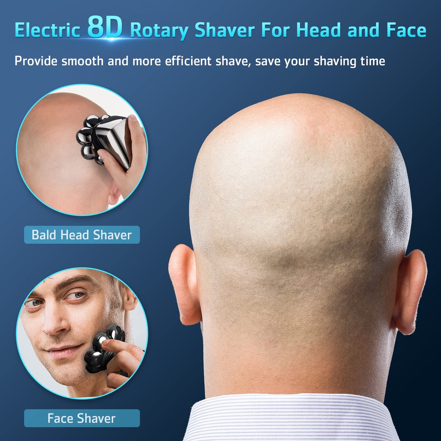Afeitadoras de cabeza para hombres, 8D mejoradas 6 en 1 para hombres calvos, impermeable, para afeitadora eléctrica húmeda/seca, kit de aseo para barba para hombres