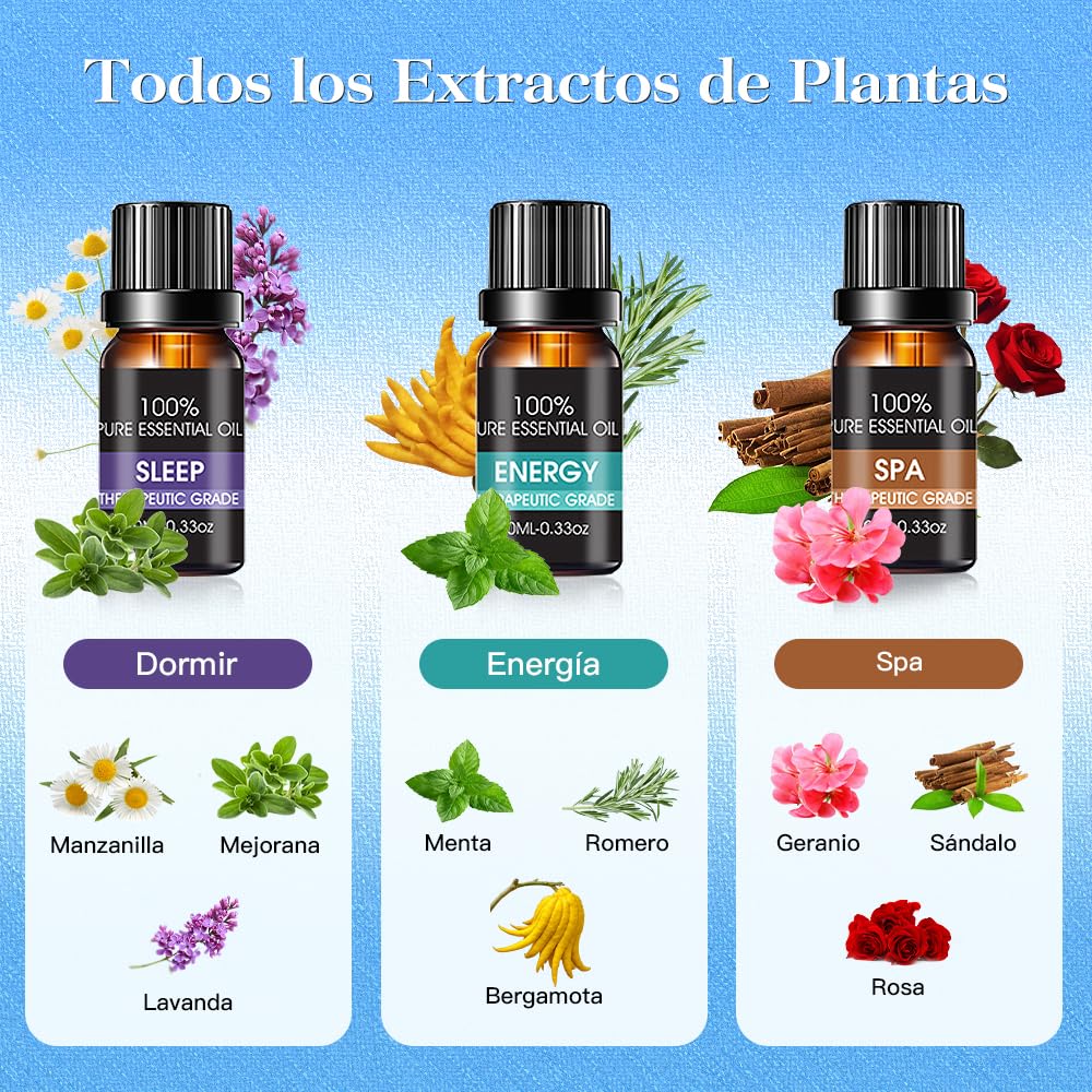 Aceites Esenciales EASYTAO Océano 100% Natural para Aromaterapia 6PCS