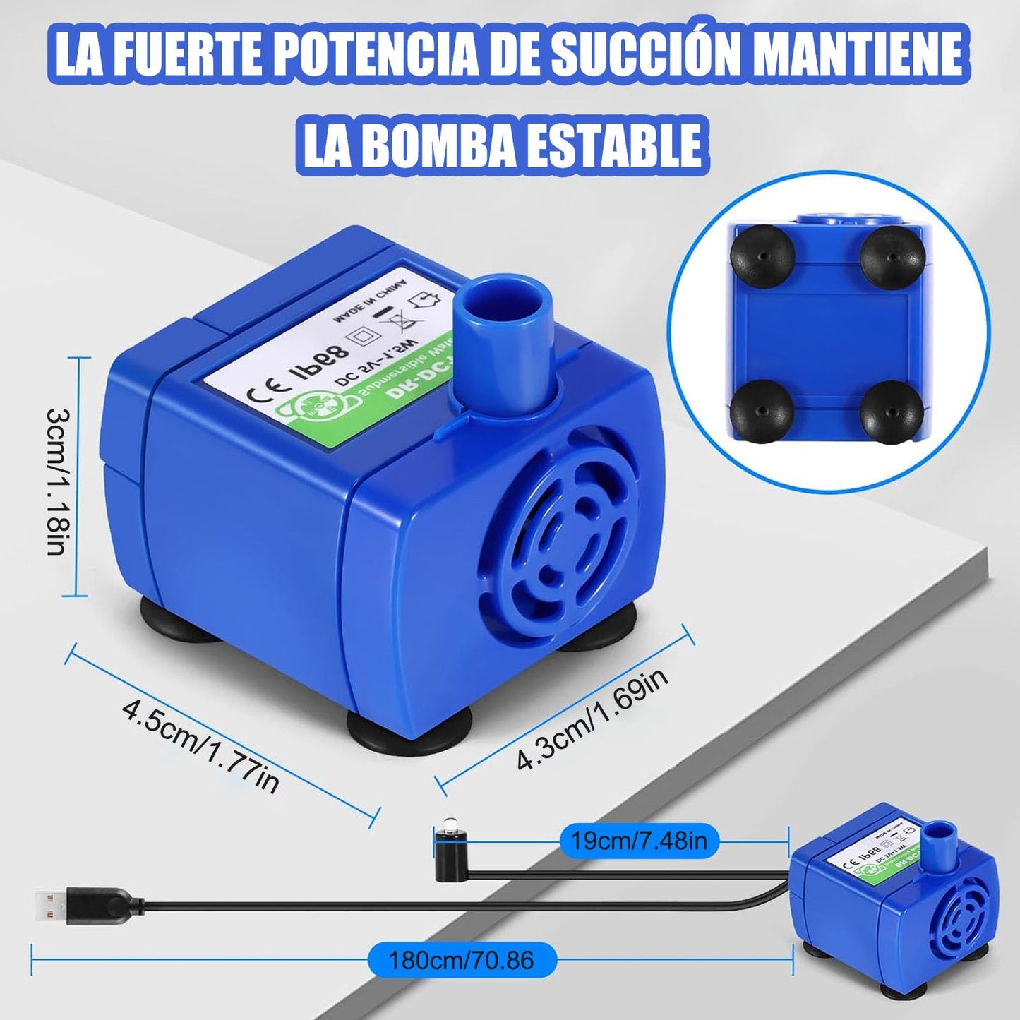 JMKleptobiosis Bomba De Fuente Para Gatos, Bomba De Fuente Agua Para Mascotas, Motor DR-DC160 Para Fuente Redonda,Cúbica y con Gorro de Flores,Alimentado Por USB, Con Luz Led