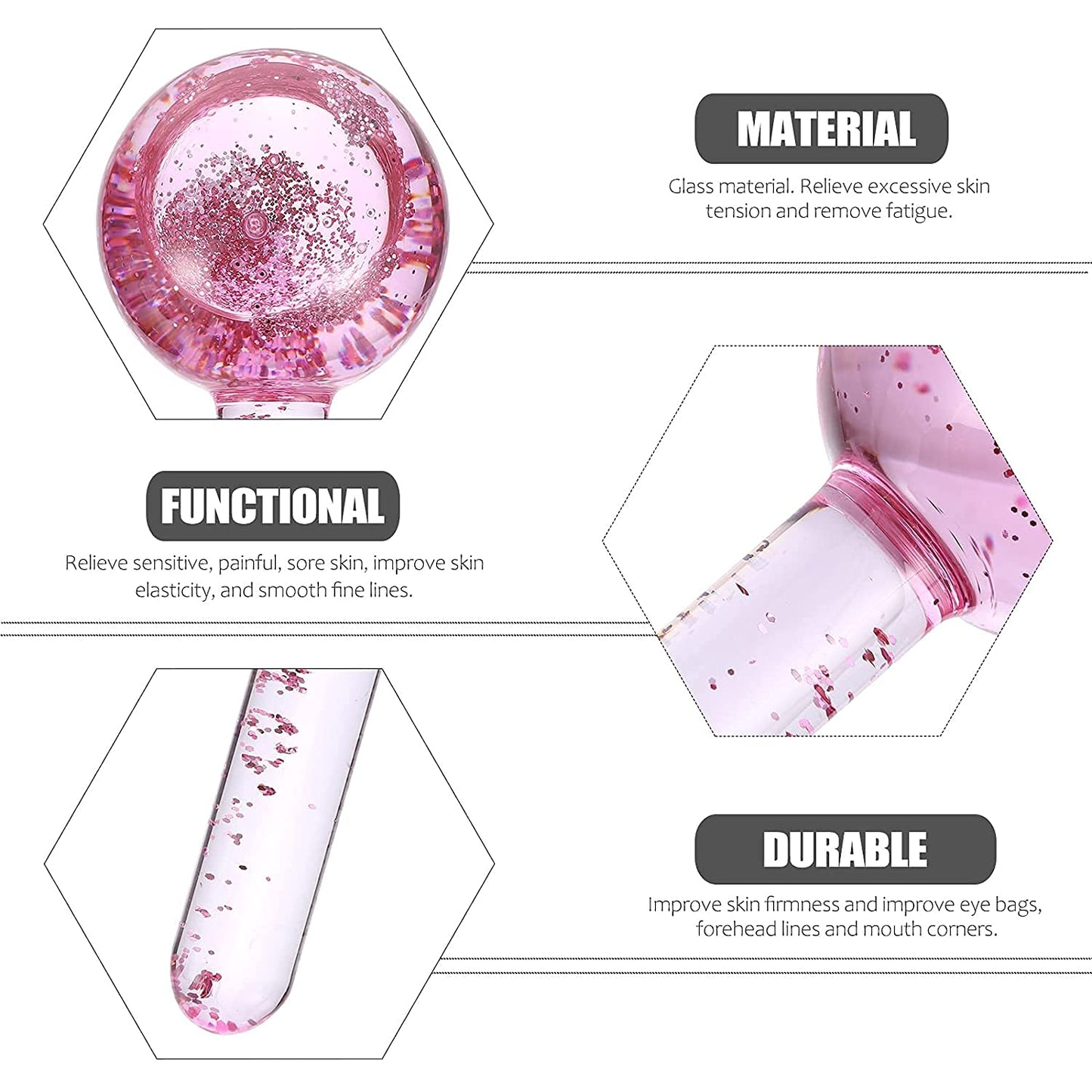 Juego de bolas de hielo para rostros fríos, bolas de hielo para rostros fríos, bolas de refrigeración para rostro, bolas mágicas para rutinas de belleza diarias en el hogar, spa, juego de 2 bolas de hielo de cara fría (rosa)
