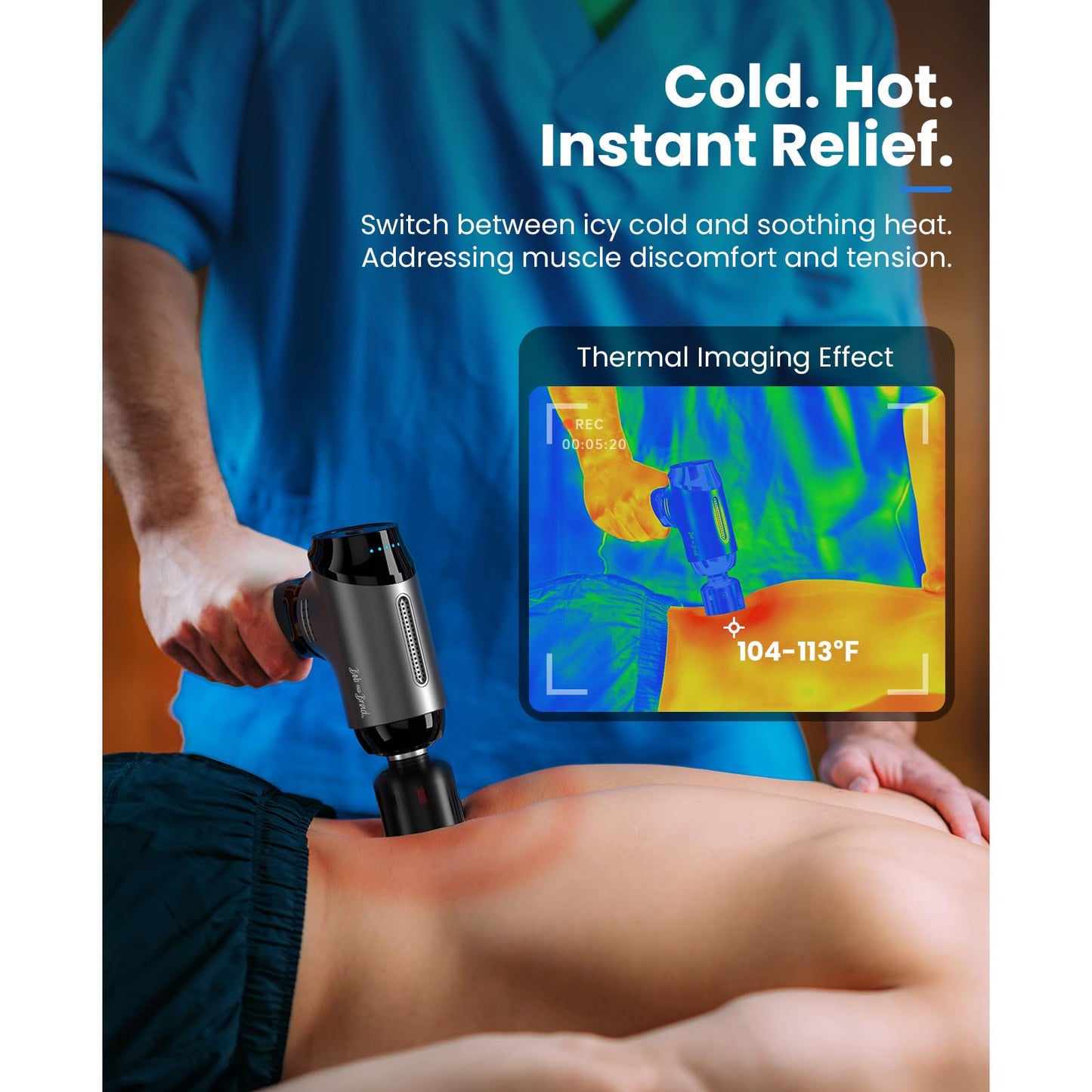 BOB AND BRAD - Pistola de masaje T2 Pro con calor y frío, masajeador muscular, masajeador eléctrico de espalda para atletas profesionales en casa