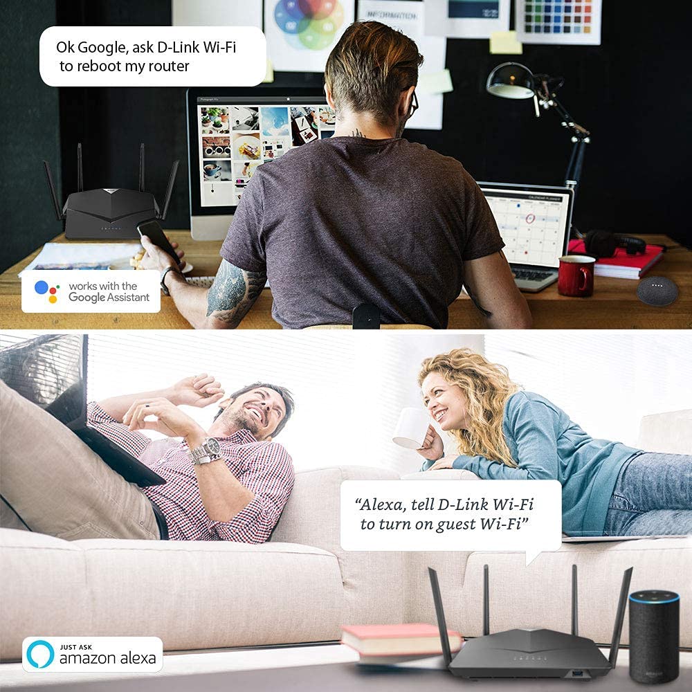 D-Link Router WiFi AC2600 EasyMesh Red inteligente de Internet compatible con Alexa y Google Assistant, MU-MIMO Dual Band Gigabit Gaming Mesh (DIR-2640-US) (reacondicionado)