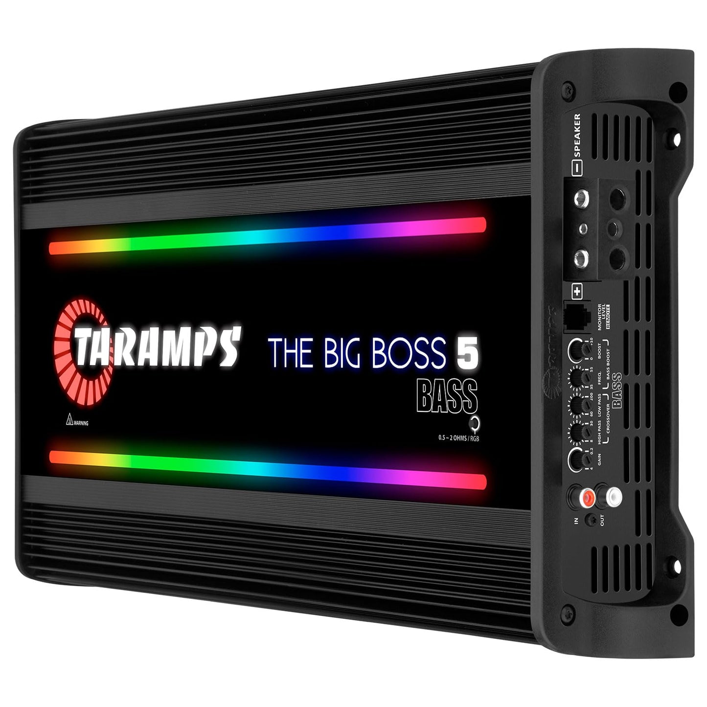 Amplificador Digital Monobloque Taramps Negro de 5000 Vatios Rms con Efectos RGB para Sistema de Audio de Coche