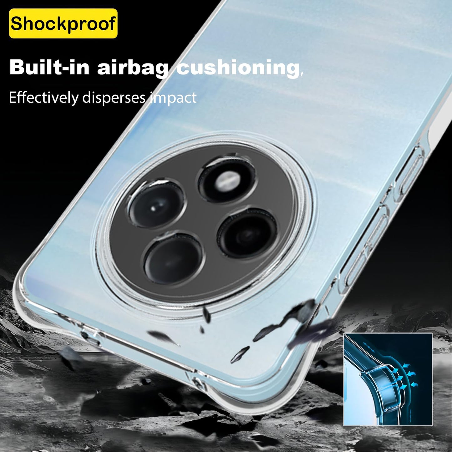 Funda TPU Transparente USTIYA para OPPO Reno 12 F 5G Shock-Absorción con Protección de Esquinas