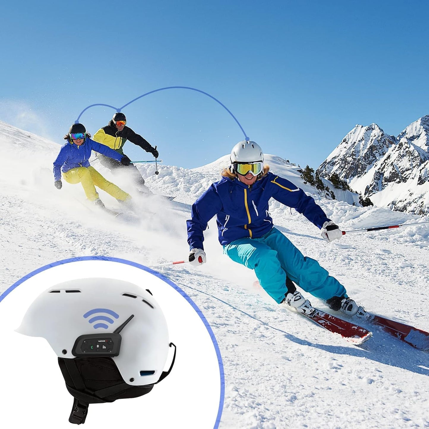 EJEAS V6 Motocicleta Auricular Bluetooth, 2 Riders 1200M Motocicleta Intercom Casco Sistema de Comunicación con Reducción de Ruido y Bluetooth 5.1 para Motociclismo Esquí y Escalada (1 Pack)