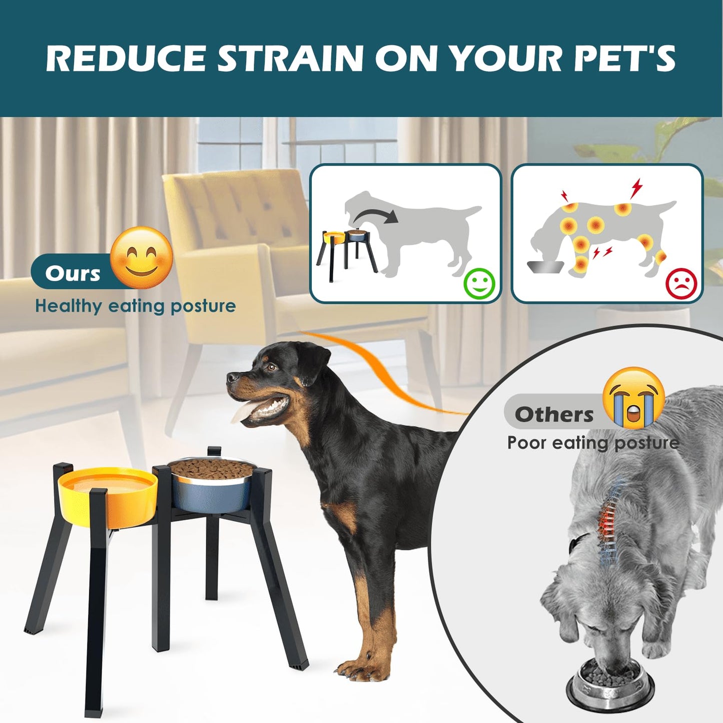 Soporte Ajustable SHAINFUN 2 en 1 para Cuencos Anchos con Soporte Elevado para Perros Grandes y Extra Grandes