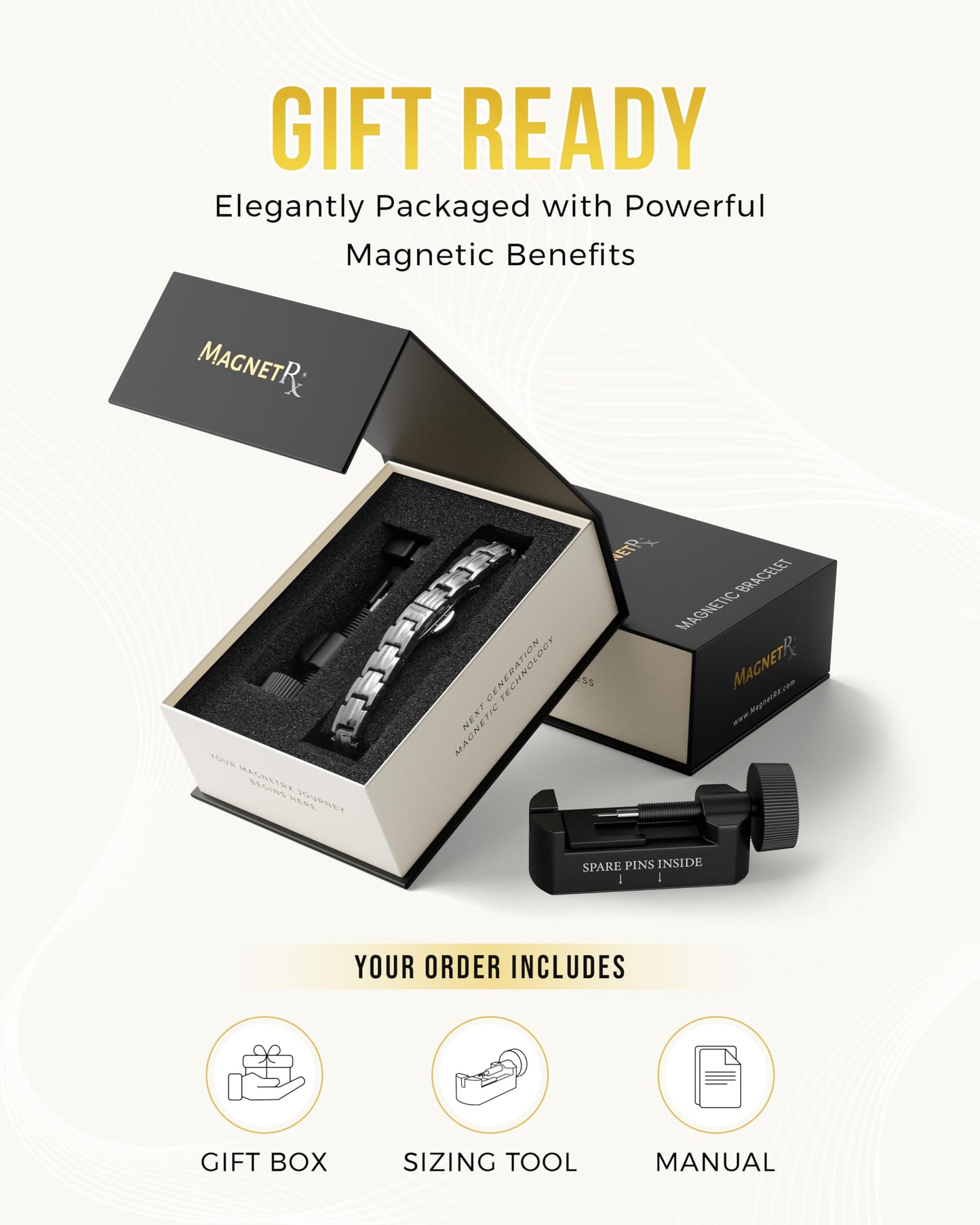 MagnetRX® - Pulseras magnéticas para mujer - EllipseMAX 5X Fuerza 5.000 imanes Gauss - Diseñado en Estados Unidos y pendiente de patente - Pulsera magnética de titanio de alta calidad para mujer y